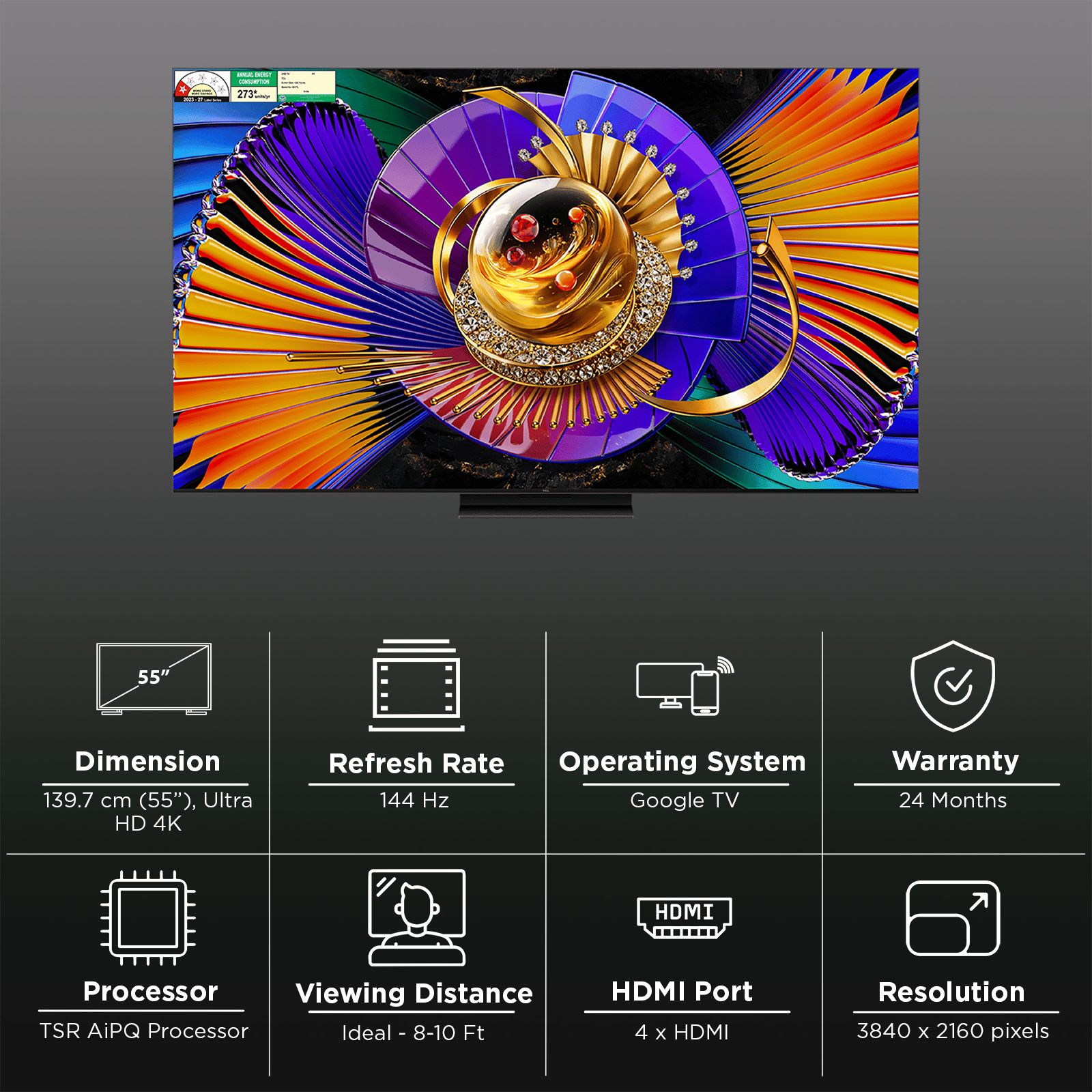 TCL C series 139.7 cm (55 inch) 1 Star SQD-Mini LED 4K Super Ultra HD Smart Google TV with Google Voice Assistant (2026 Model) TCL C series 139.7 cm (55 inch) 1 Star SQD-Mini LED 4K Super Ultra HD Smart Google TV with Google Voice Assistant (2026 Model)_3
