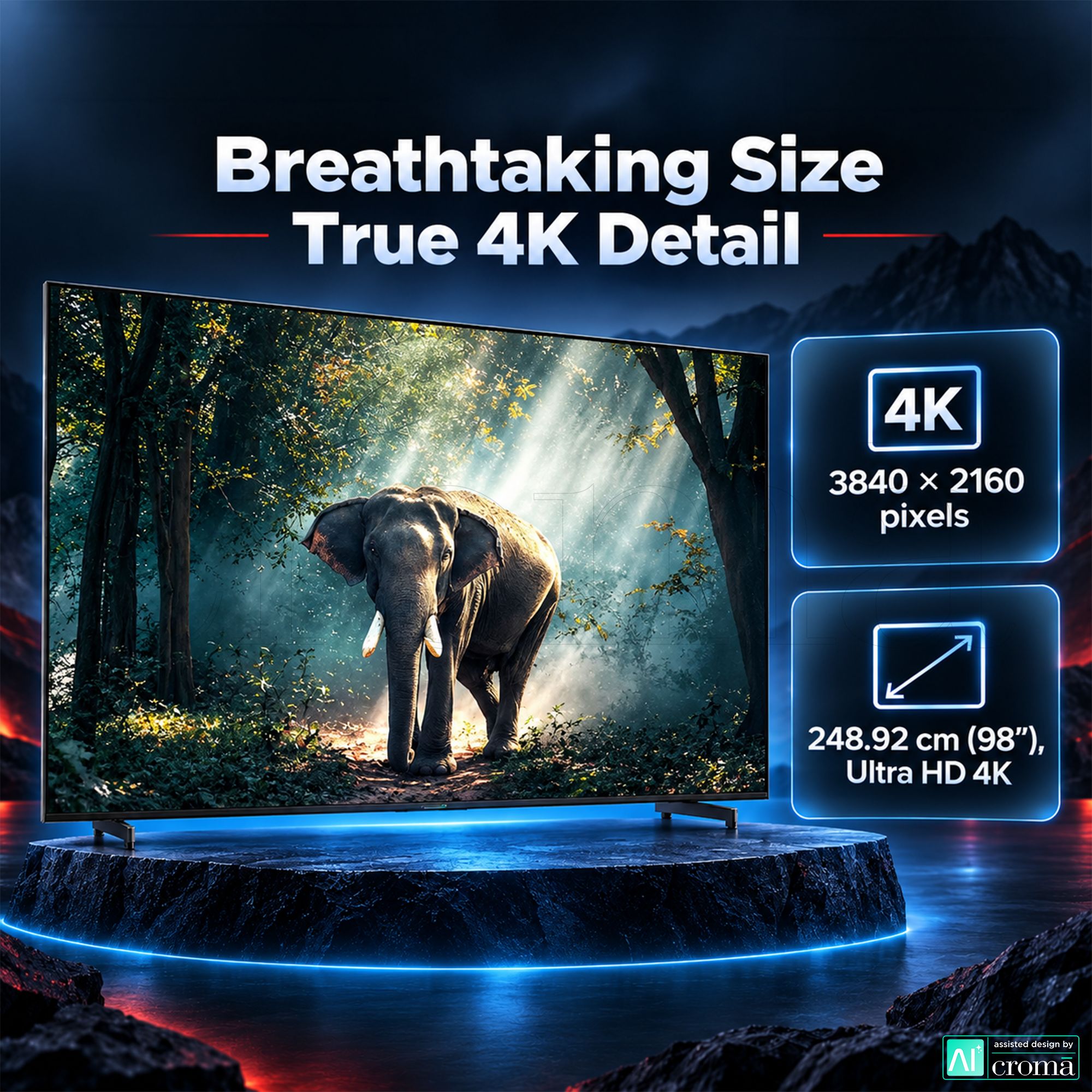 TCL P series 248.92 cm (98 inch) 3 Star QD-Mini LED 4K Super Ultra HD Smart Google TV with Google Voice Assistant (2026 Model) TCL P series 248.92 cm (98 inch) 3 Star QD-Mini LED 4K Super Ultra HD Smart Google TV with Google Voice Assistant (2026 Model)_3
