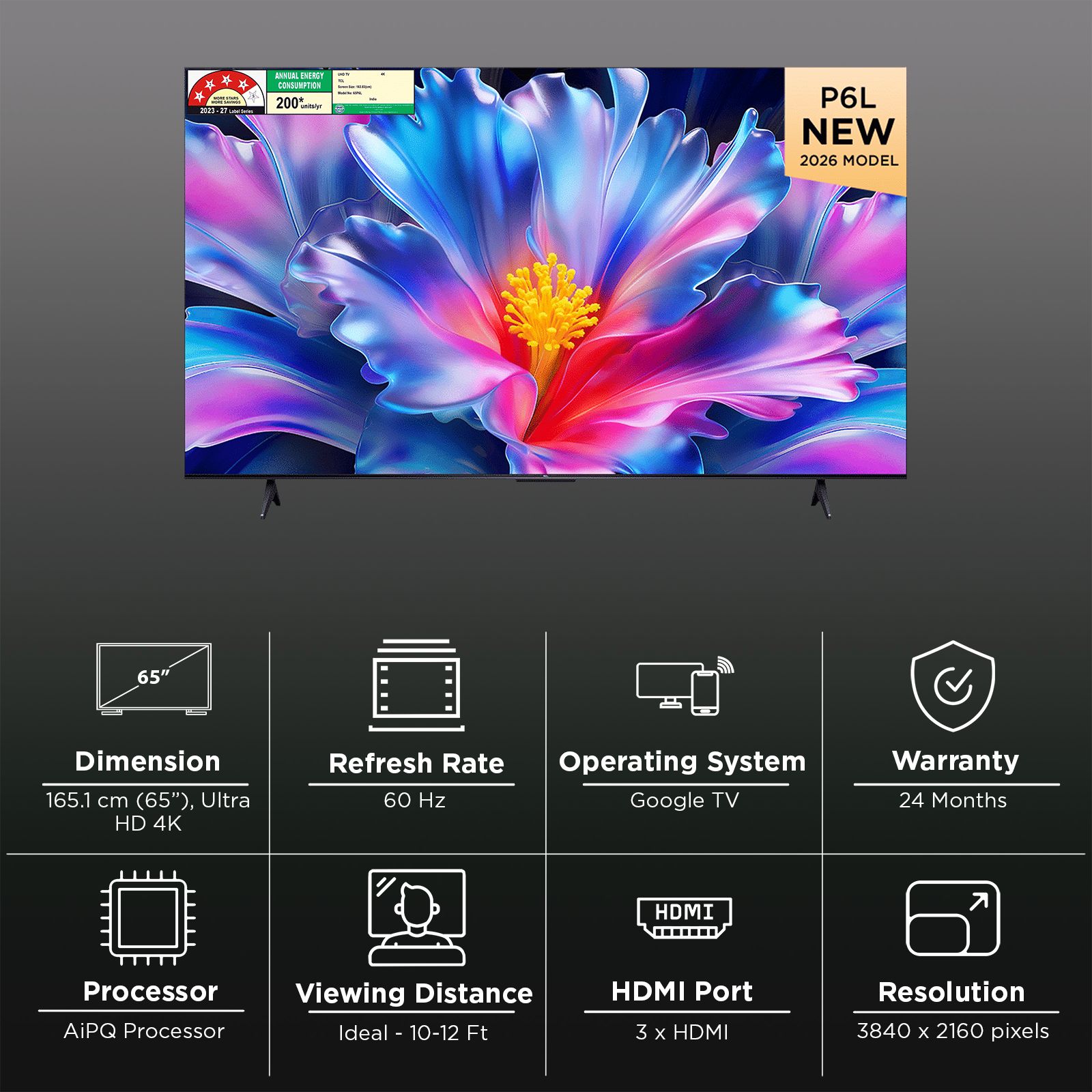 TCL P series 165.1 cm (65 inch) 4 Star LED 4K Super Ultra HD Smart Google TV with Google Voice Assistant (2026 Model) TCL P series 165.1 cm (65 inch) 4 Star LED 4K Super Ultra HD Smart Google TV with Google Voice Assistant (2026 Model)_3