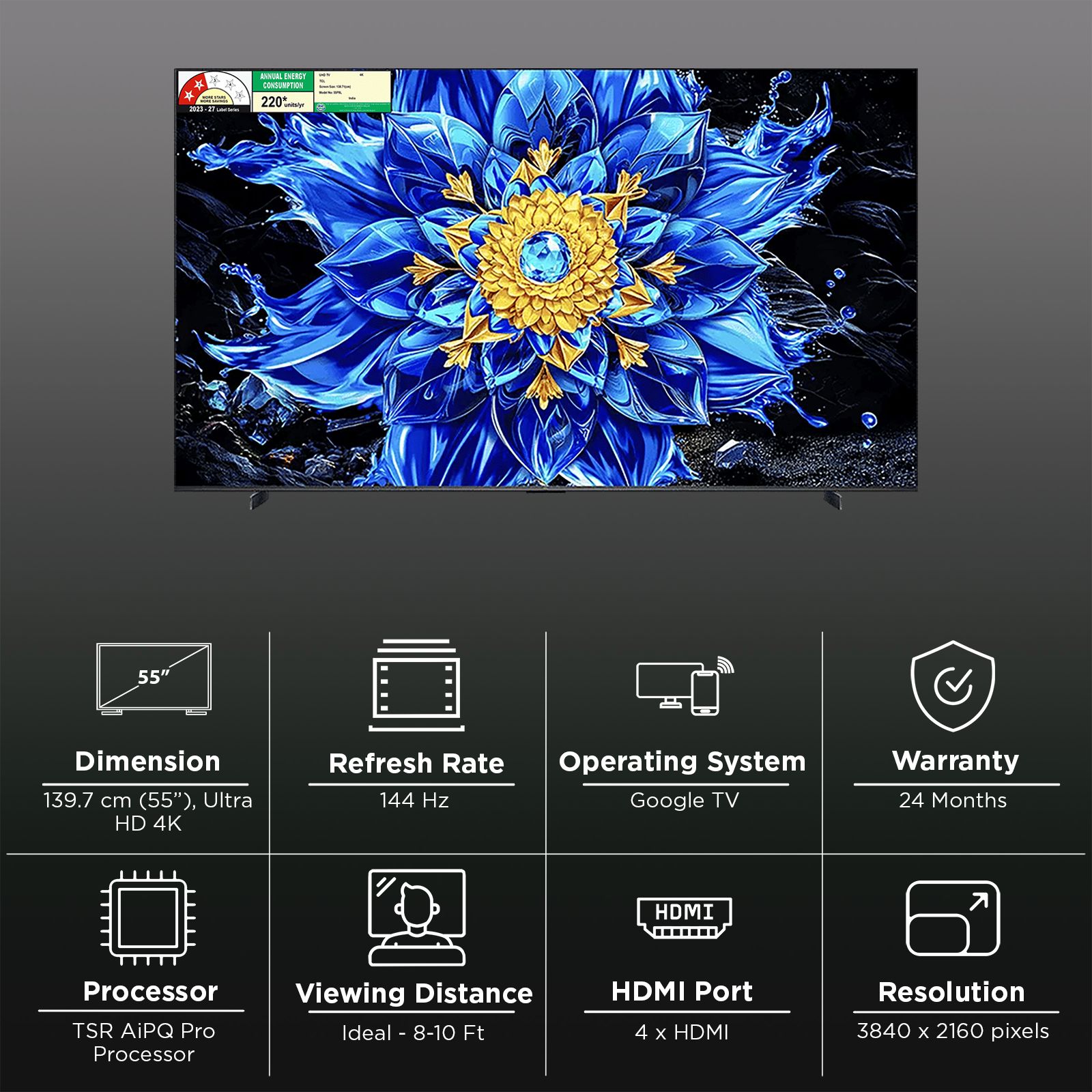 TCL P Series 139.7 cm (55 inch) 2 Star QD-Mini LED Dimming & QLED 4K Super Ultra HD Smart Google TV with Google Voice Assistant (2026 Model) TCL P Series 139.7 cm (55 inch) 2 Star QD-Mini LED Dimming & QLED 4K Super Ultra HD Smart Google TV with Google Voice Assistant (2026 Model)_3