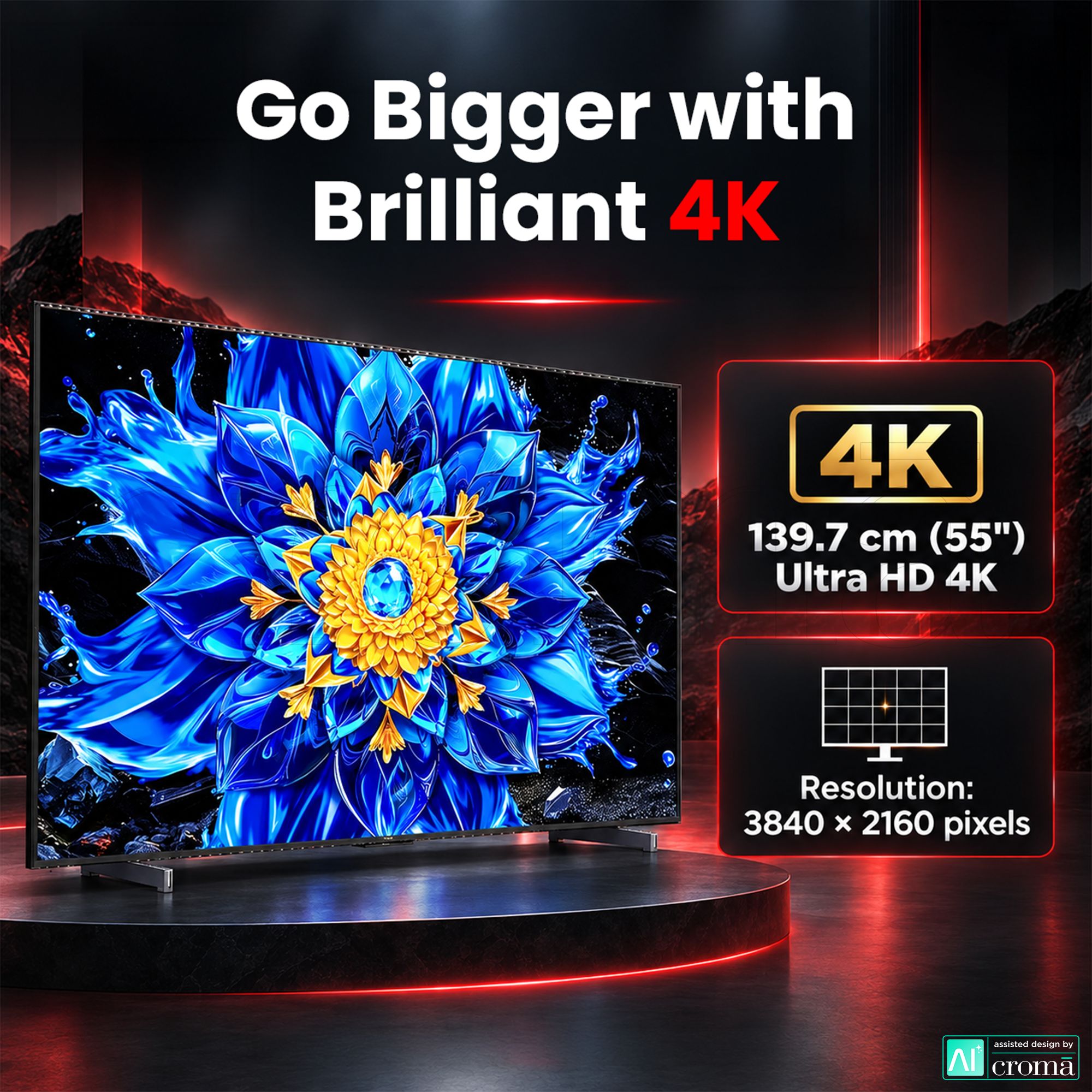 TCL P Series 139.7 cm (55 inch) 2 Star QD-Mini LED Dimming & QLED 4K Super Ultra HD Smart Google TV with Google Voice Assistant (2026 Model)_3