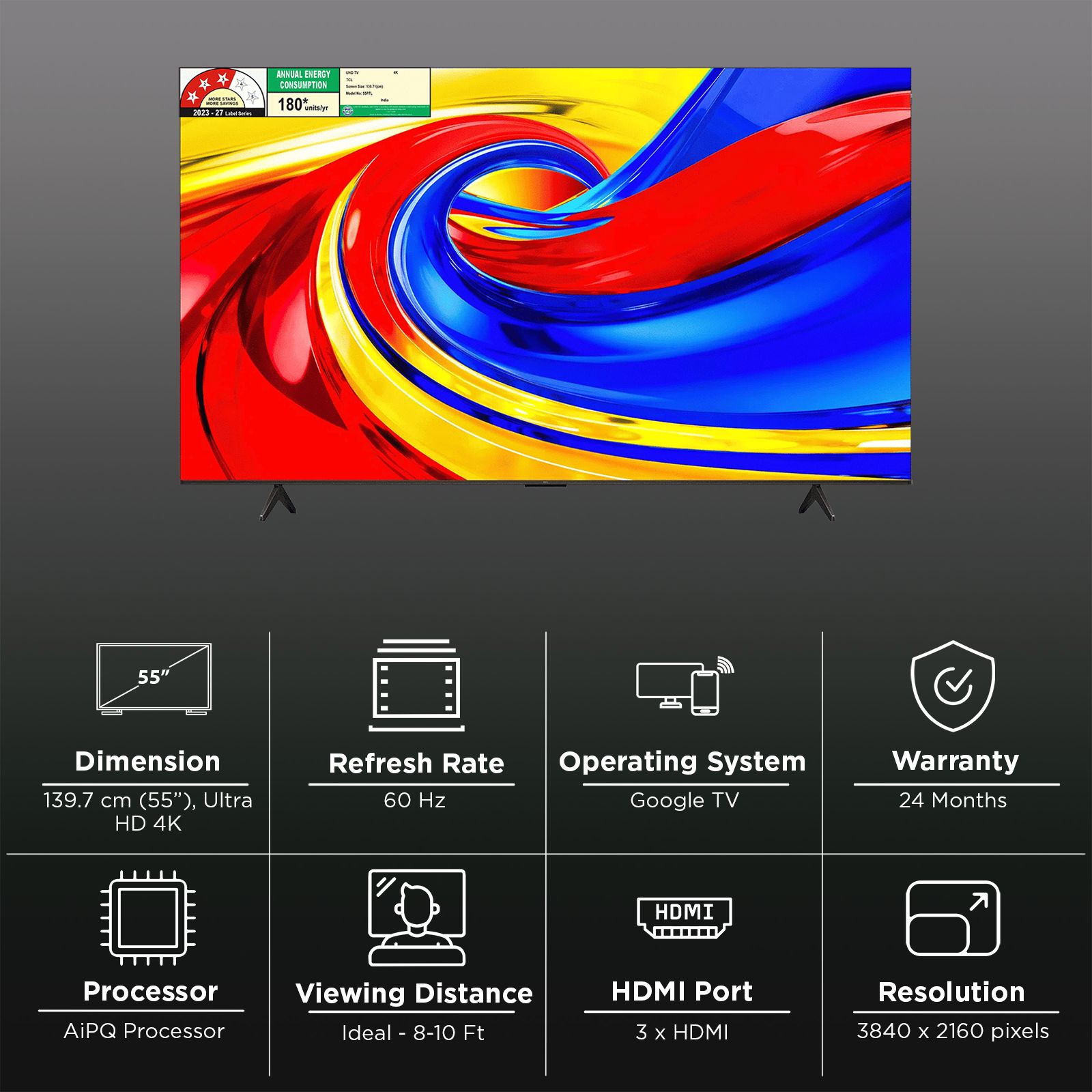 TCL P Series 139.7 cm (55 inch) 3 Star QLED 4K Super Ultra HD Smart Google TV with Google Voice Assistant (2026 Model) TCL P Series 139.7 cm (55 inch) 3 Star QLED 4K Super Ultra HD Smart Google TV with Google Voice Assistant (2026 Model)_3