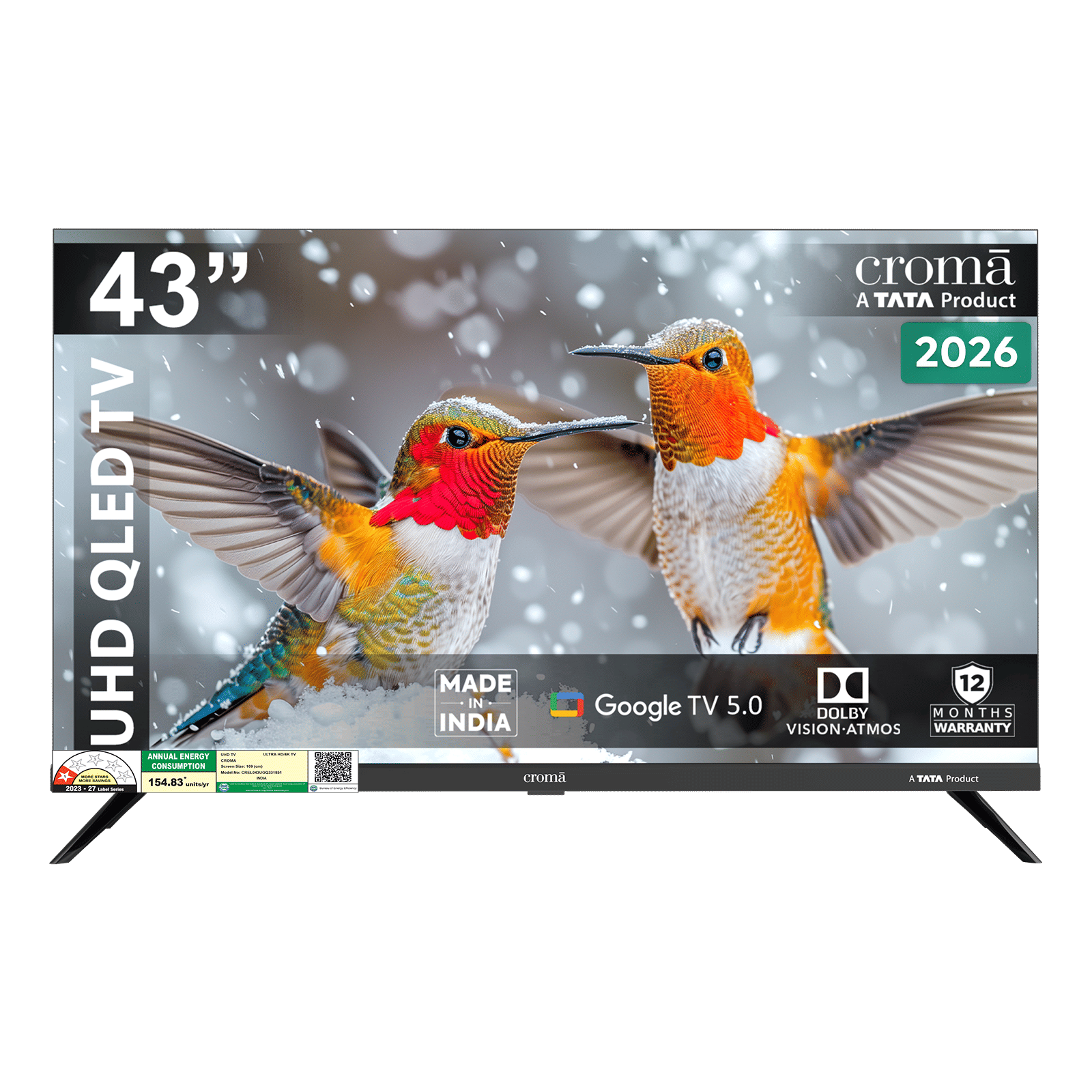 Croma 109 cm (43 inch) 1 Star QLED 4K Ultra HD Smart Google TV with Dolby Vision & Dolby Atmos (2026 Model) Croma 109 cm (43 inch) 1 Star QLED 4K Ultra HD Smart Google TV with Dolby Vision & Dolby Atmos (2026 Model)_1