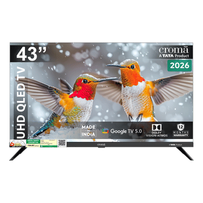 Croma 109 cm (43 inch) 1 Star QLED 4K Ultra HD Smart Google TV with Dolby Vision & Dolby Atmos (2026 Model)