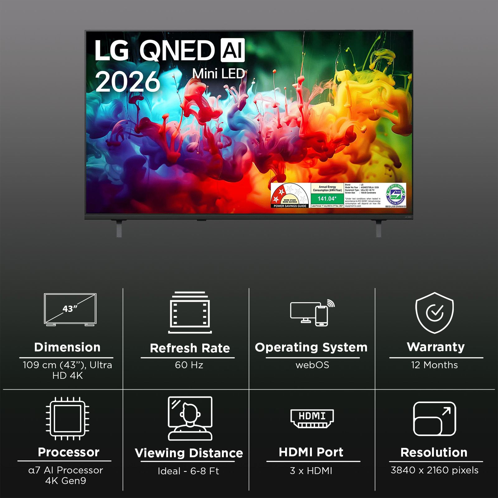 LG QNED70 109 cm (43 inch) QNED Mini LED 4K Ultra HD Smart webOS TV with Intelligent Voice Recognition (2026 model) LG QNED70 109 cm (43 inch) QNED Mini LED 4K Ultra HD Smart webOS TV with Intelligent Voice Recognition (2026 model)_3