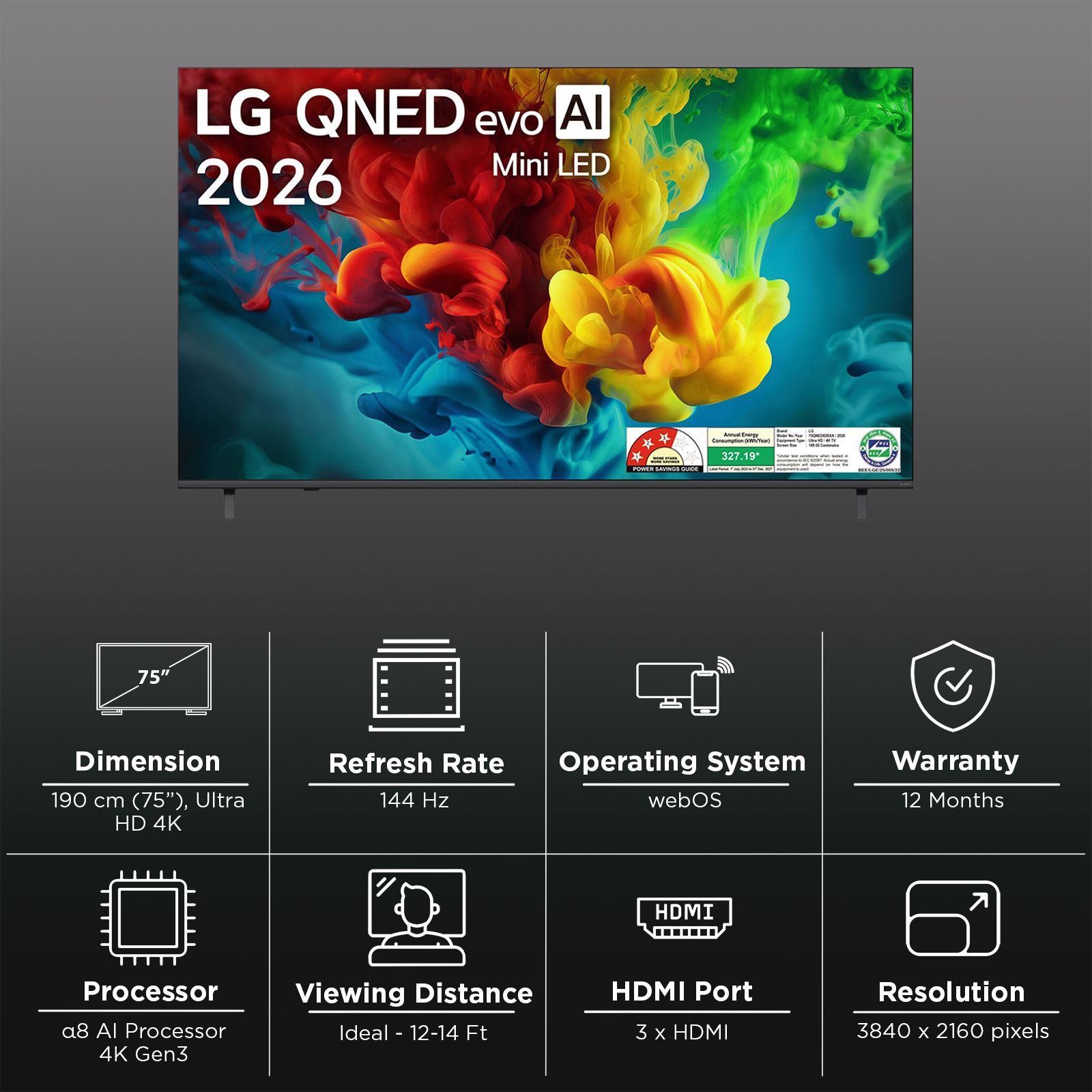 LG QNED82 190 cm (75 inch) QNED Mini LED 4K Ultra HD Smart webOS TV with Ambient Filmmaker Mode (2026 model) LG QNED82 190 cm (75 inch) QNED Mini LED 4K Ultra HD Smart webOS TV with Ambient Filmmaker Mode (2026 model)_3