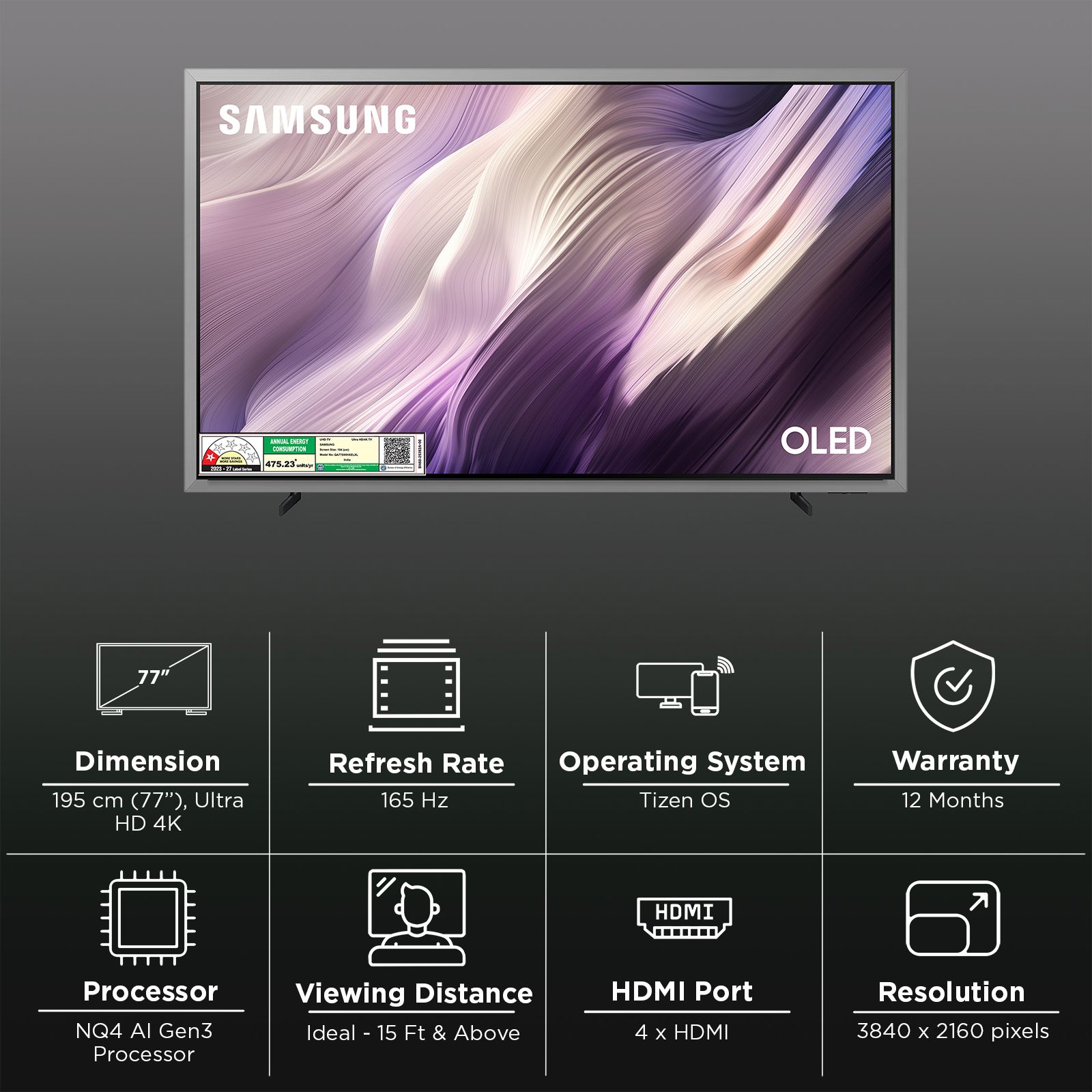 SAMSUNG S95H 195 cm (77 inch) OLED 4K Ultra HD Smart Tizen TV with Google Voice Assistant (2026 Model) SAMSUNG S95H 195 cm (77 inch) OLED 4K Ultra HD Smart Tizen TV with Google Voice Assistant (2026 Model)_3