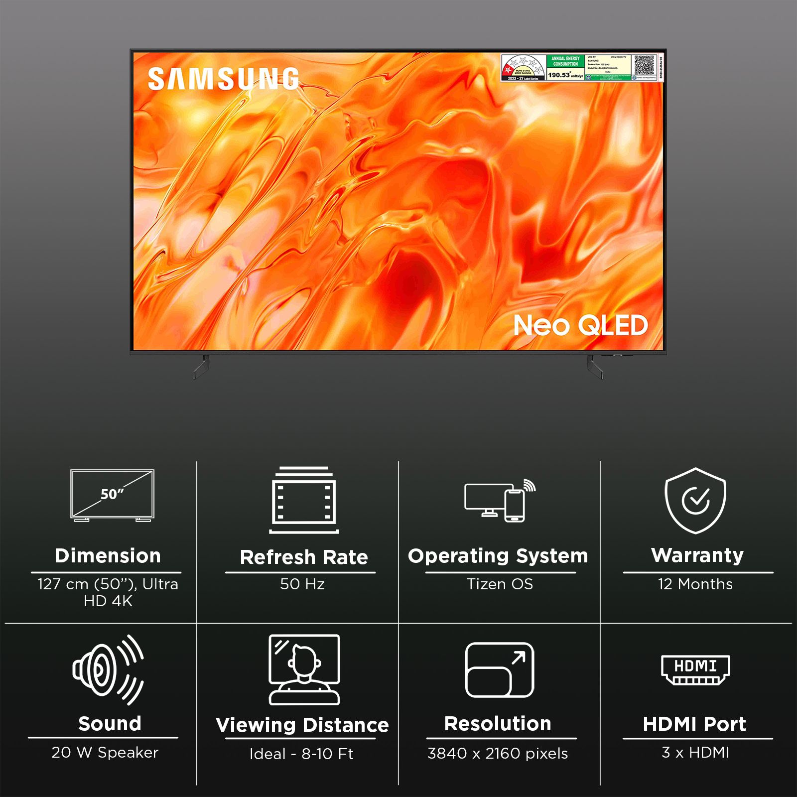 SAMSUNG QN70H 127 cm (50 inch) 4K Ultra HD Neo QLED Smart Tizen TV with Google Voice Assistant (2026 Model)_3