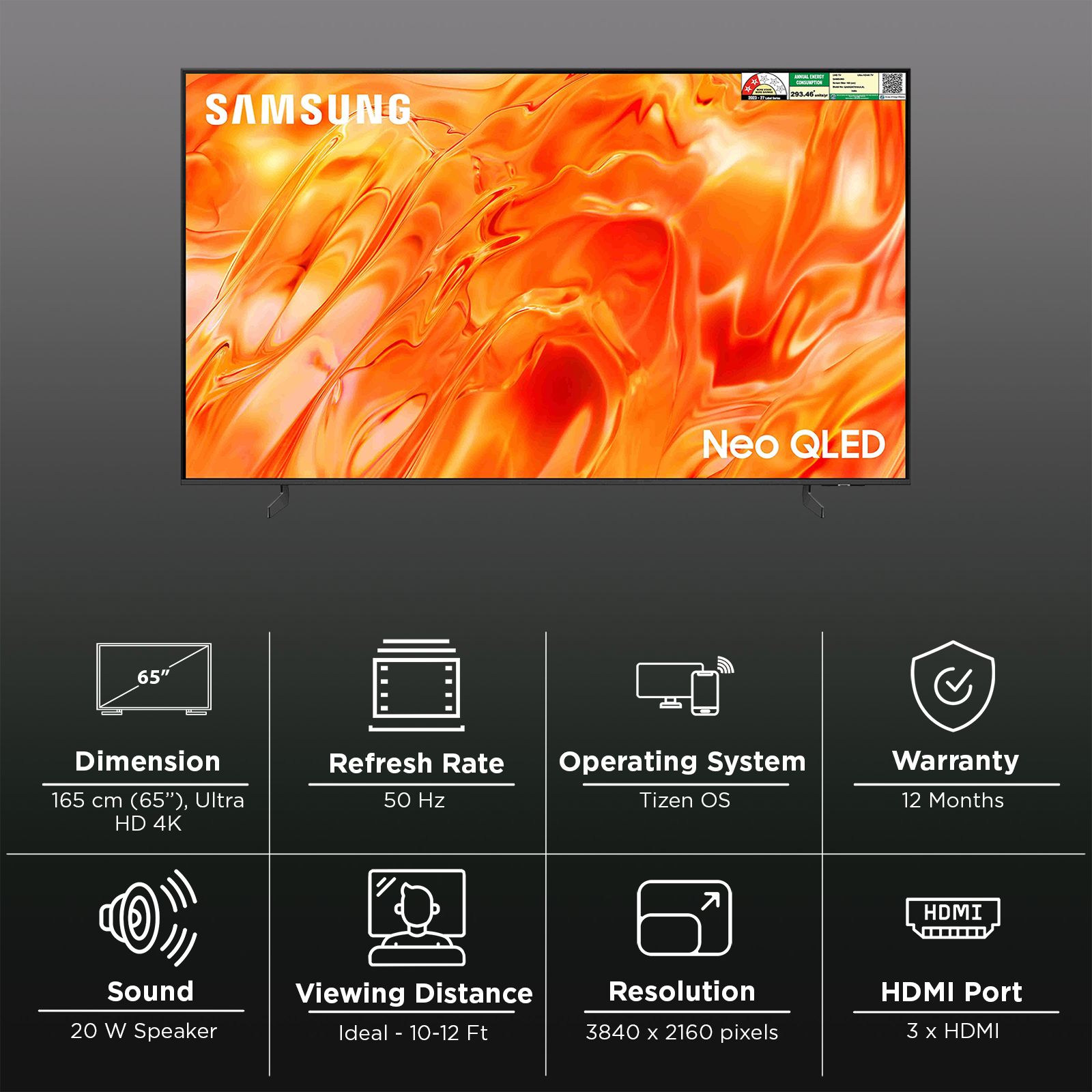 SAMSUNG QN70H 165 cm (65 inch) 2 Star 4K Ultra HD Neo QLED Smart Tizen TV with Google Voice Assistant (2026 Model)_3
