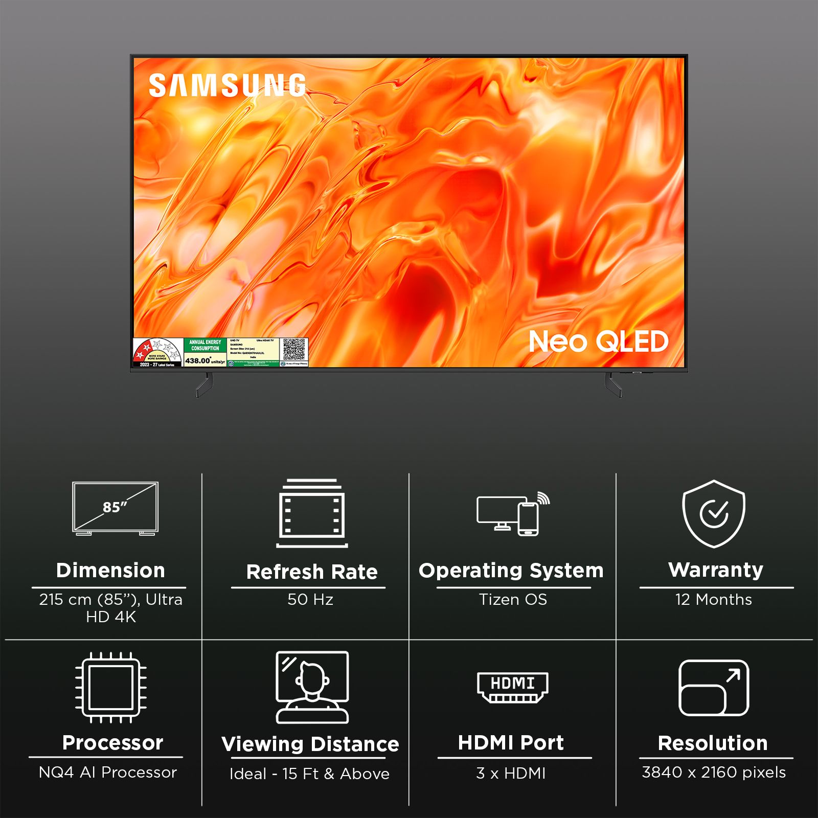 SAMSUNG QN70H 215 cm (85 inch) 2 Star 4K Ultra HD Neo QLED Smart Tizen TV with AI Football Mode (2026 Model)_3
