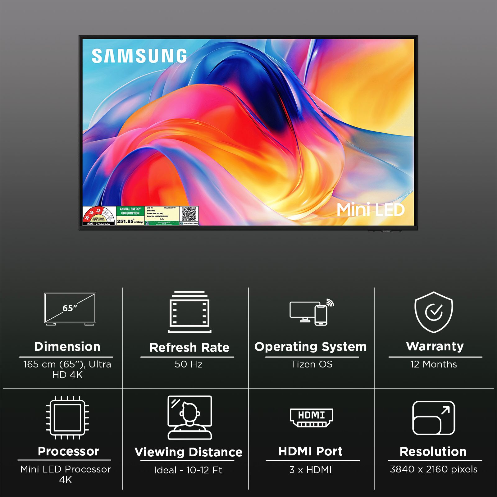SAMSUNG M70H 165 cm (65 inch) 4K Ultra HD Mini LED Smart Tizen TV with Google Voice Assistant (2026 Model) SAMSUNG M70H 165 cm (65 inch) 4K Ultra HD Mini LED Smart Tizen TV with Google Voice Assistant (2026 Model)_3