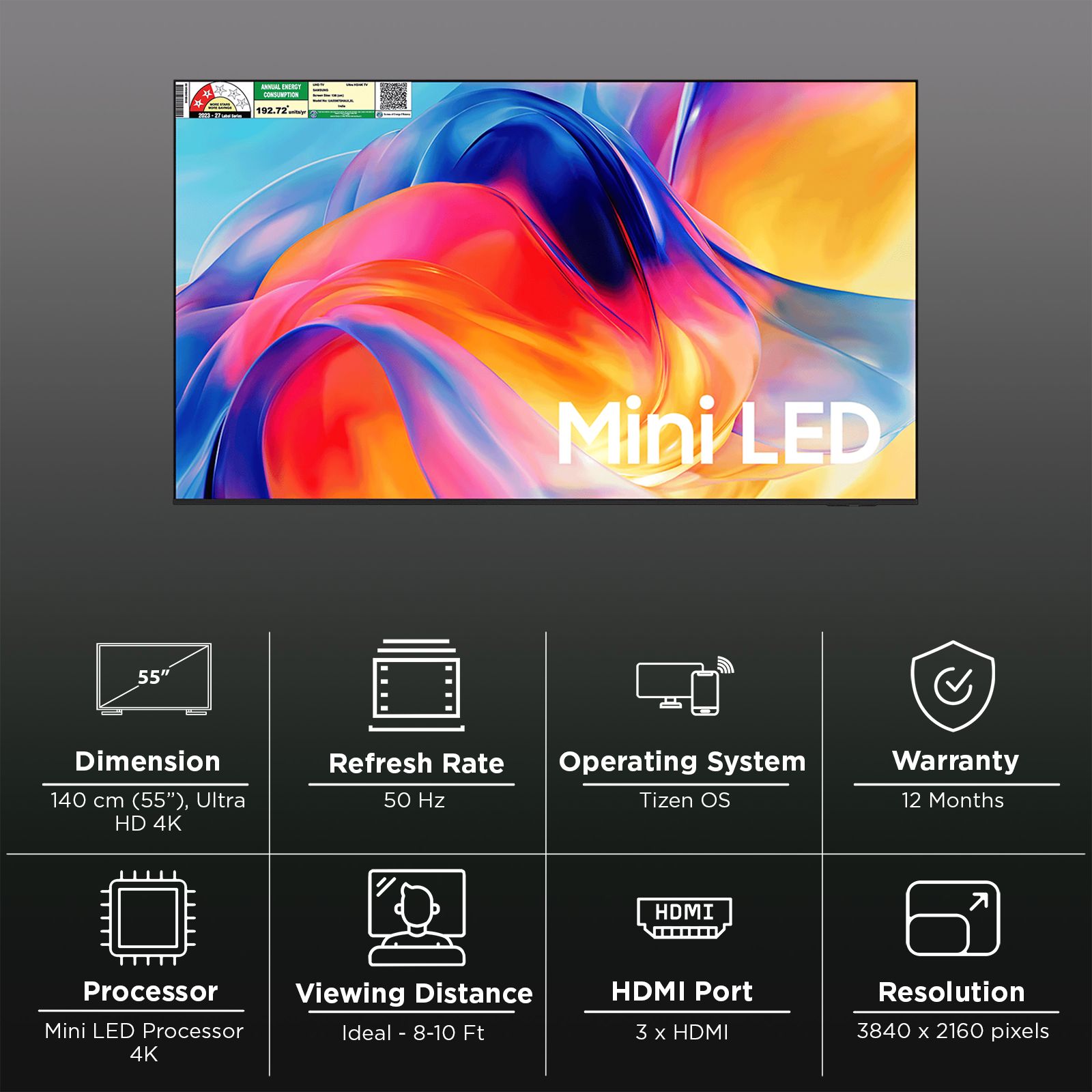 SAMSUNG M70H 140 cm (55 inch) 2 Star 4K Ultra HD Mini LED Smart Tizen TV with Google Voice Assistant (2026 Model)_3
