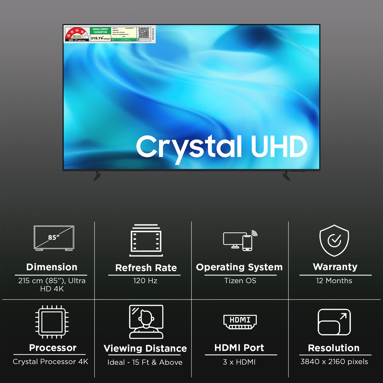 SAMSUNG U8500H 215 cm (85 inch) 4K Ultra HD LED Smart Tizen TV with Google Voice Assistant (2026 Model) SAMSUNG U8500H 215 cm (85 inch) 4K Ultra HD LED Smart Tizen TV with Google Voice Assistant (2026 Model)_3