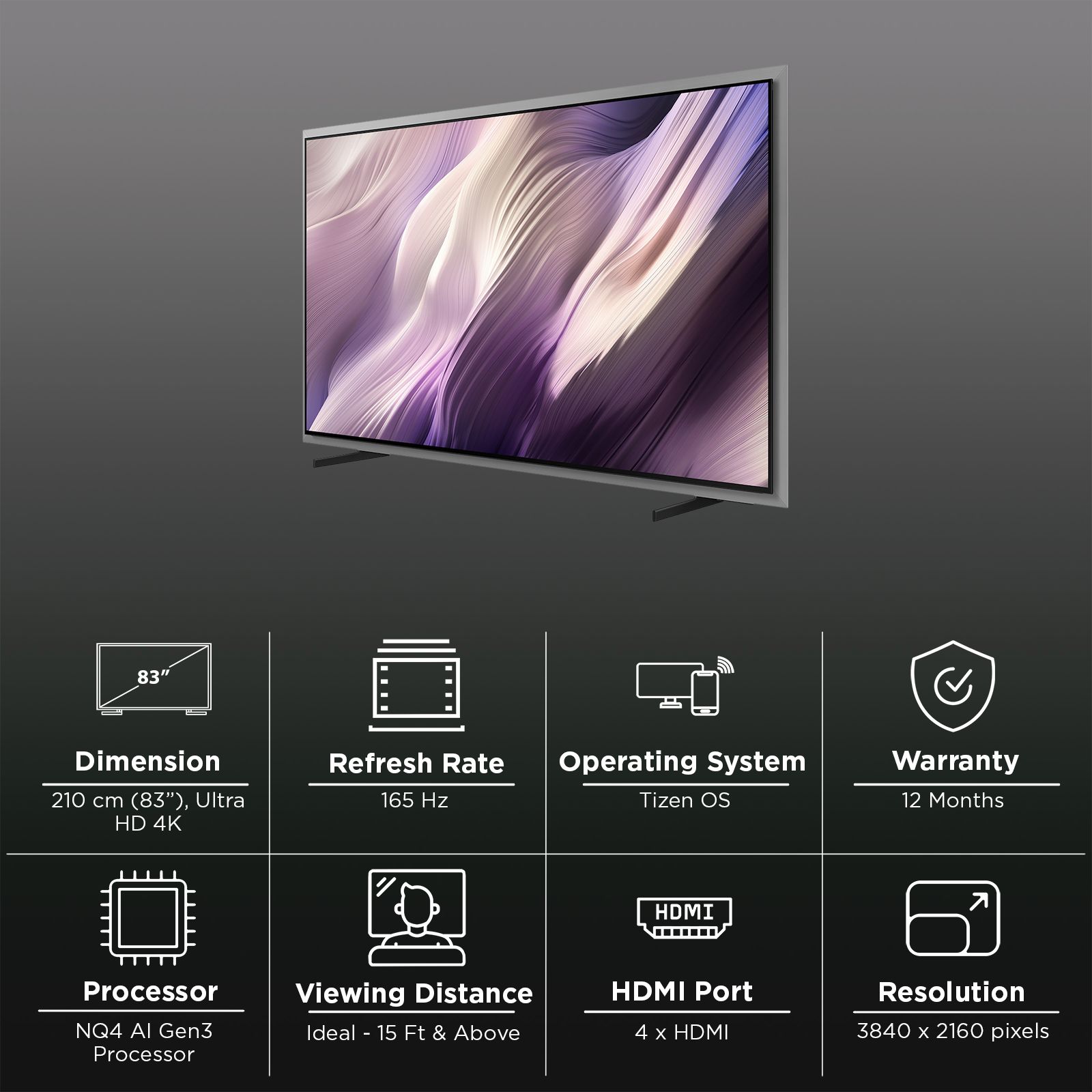 SAMSUNG S95H 210 cm (83 inch) 1 Star OLED 4K Ultra HD Smart Tizen TV with Voice Assistant (2026 Model)_3