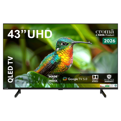 Croma 109 cm (43 inch) 1 Star QLED 4K Ultra HD Smart Google TV with Google Voice Assistant (2026 Model)