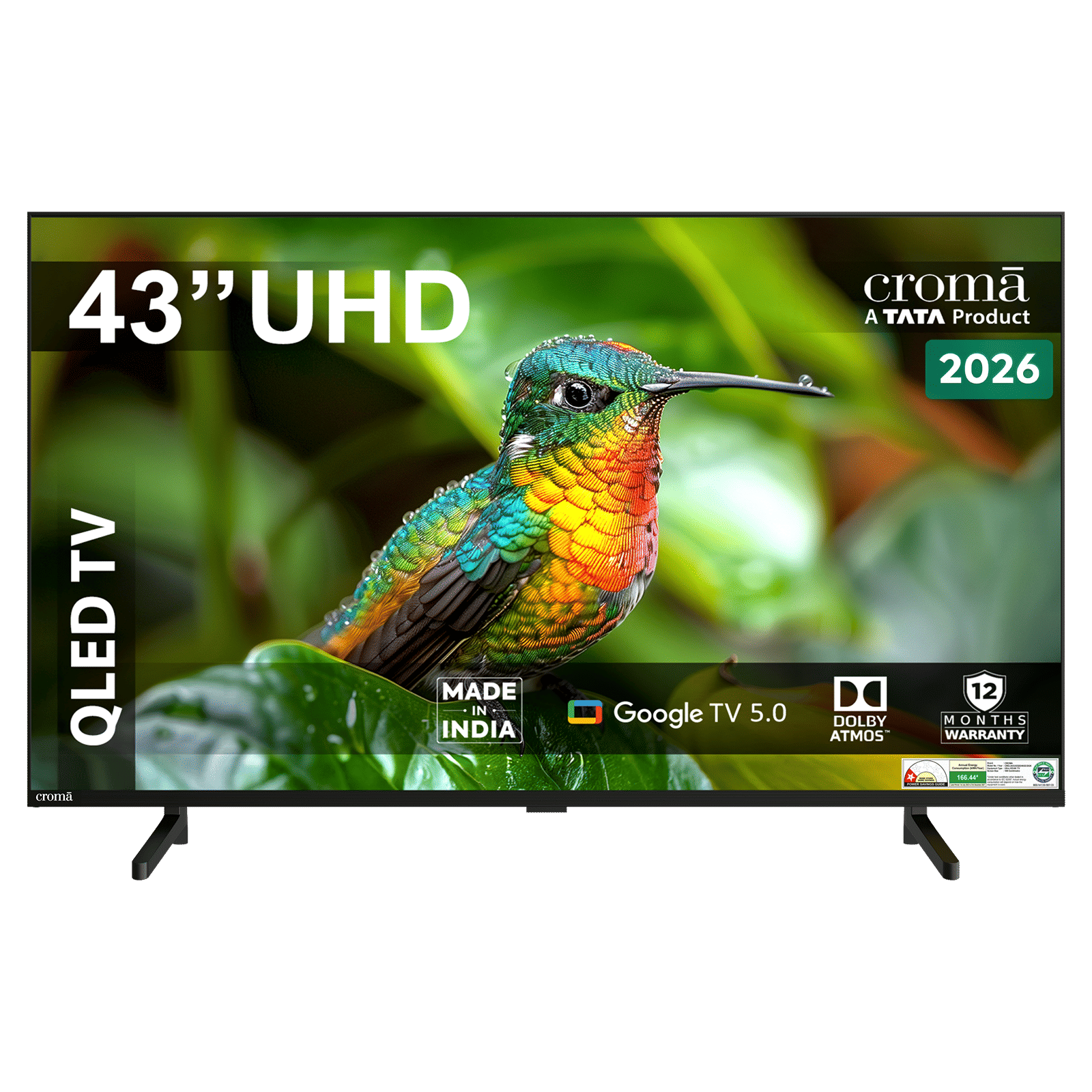 Croma 109 cm (43 inch) 1 Star QLED 4K Ultra HD Smart Google TV with Google Voice Assistant (2026 Model)_1