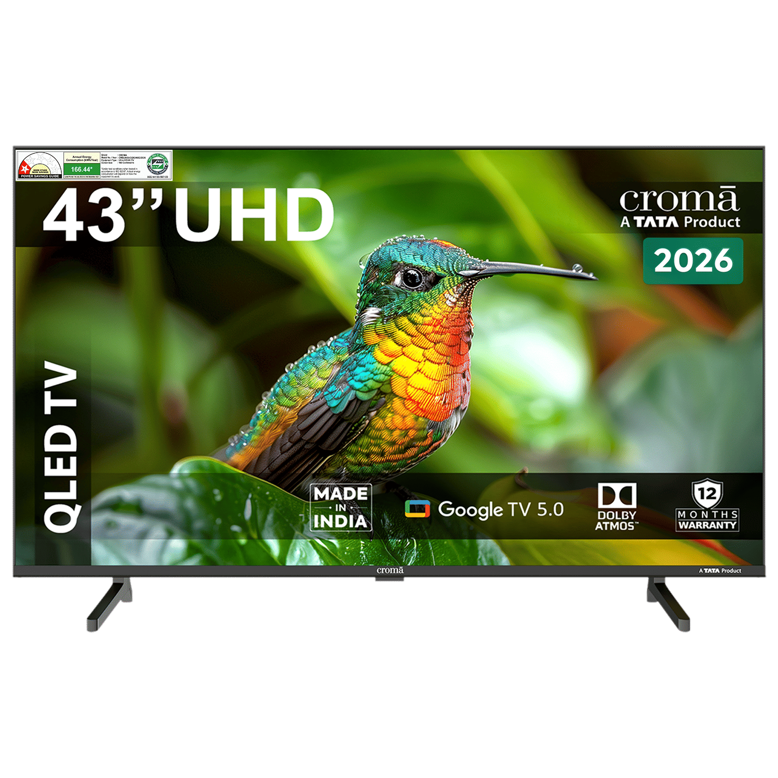 Croma 109 cm (43 inch) 1 Star QLED 4K Ultra HD Smart Google TV with Google Voice Assistant (2026 Model)_1