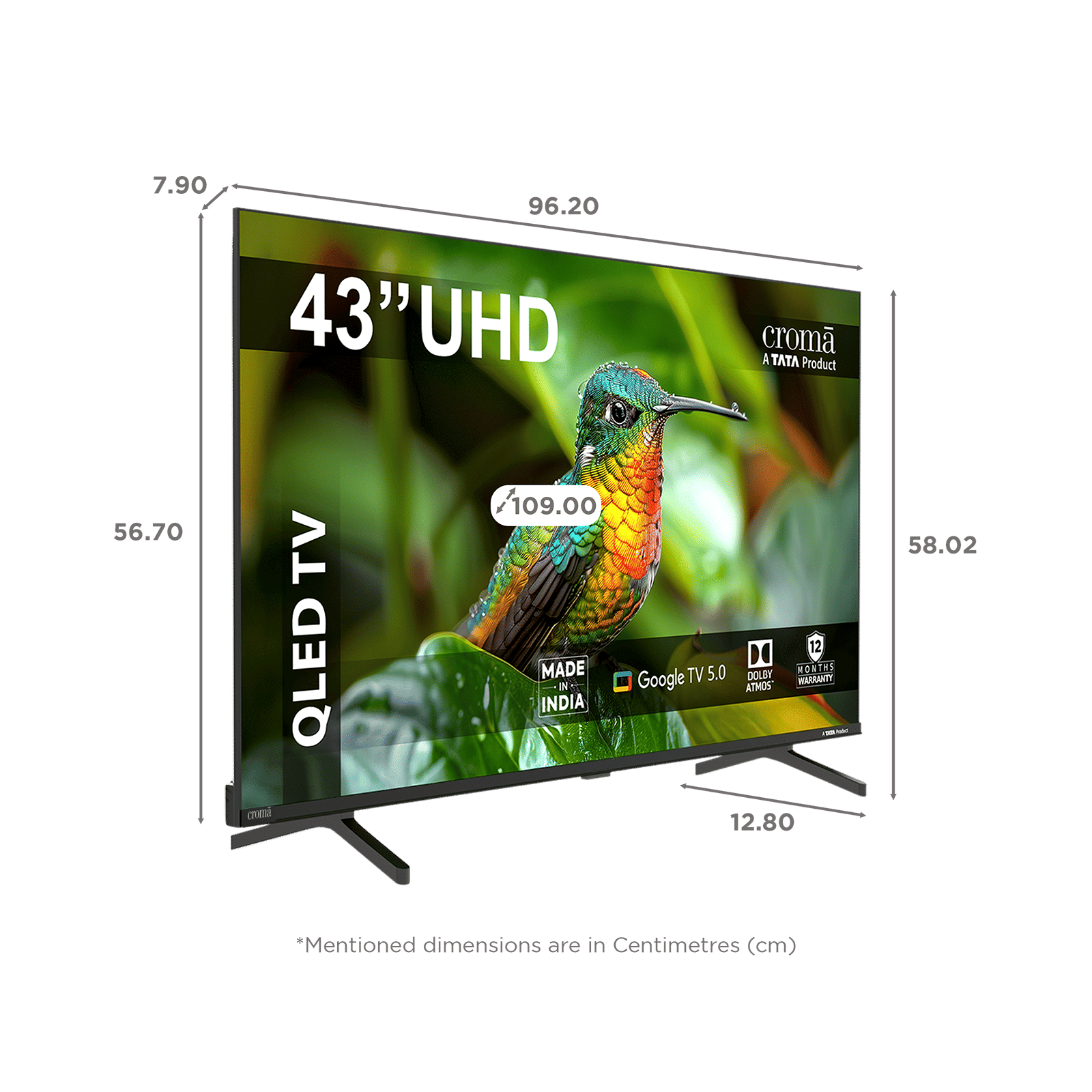 Croma 109 cm (43 inch) 1 Star QLED 4K Ultra HD Smart Google TV with Google Voice Assistant (2026 Model)_2