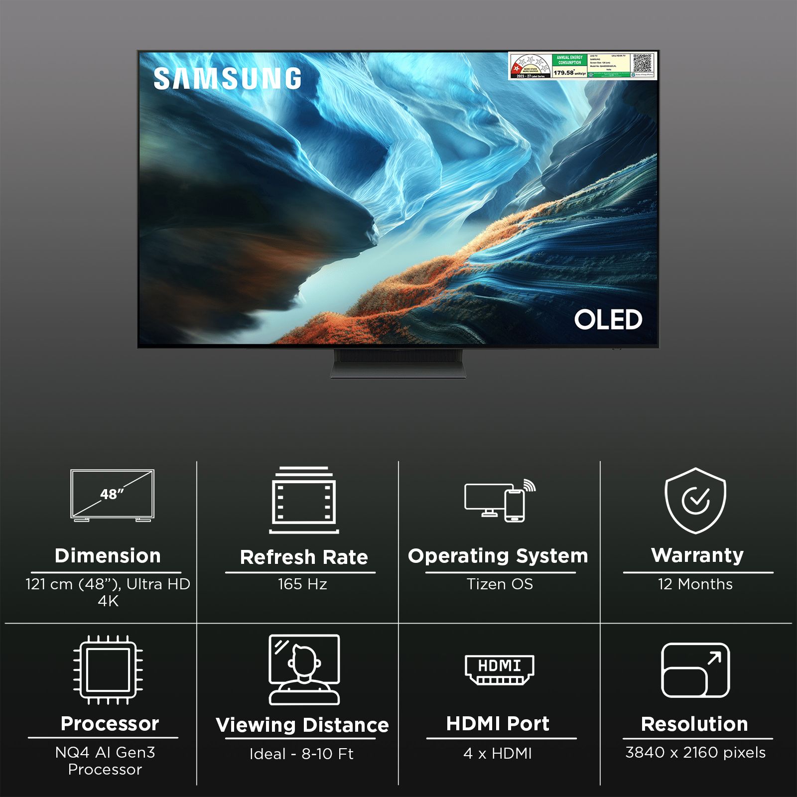 SAMSUNG S90H 121 cm (48 inch) OLED 4K Ultra HD Smart Tizen TV with Voice Assistant (2026 Model)_3