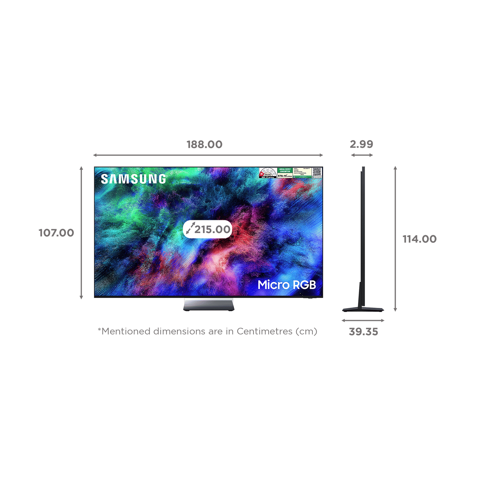 Buy SAMSUNG R95H 215 cm (85 inch) Micro RGB 4K Ultra HD Smart Tizen TV ...