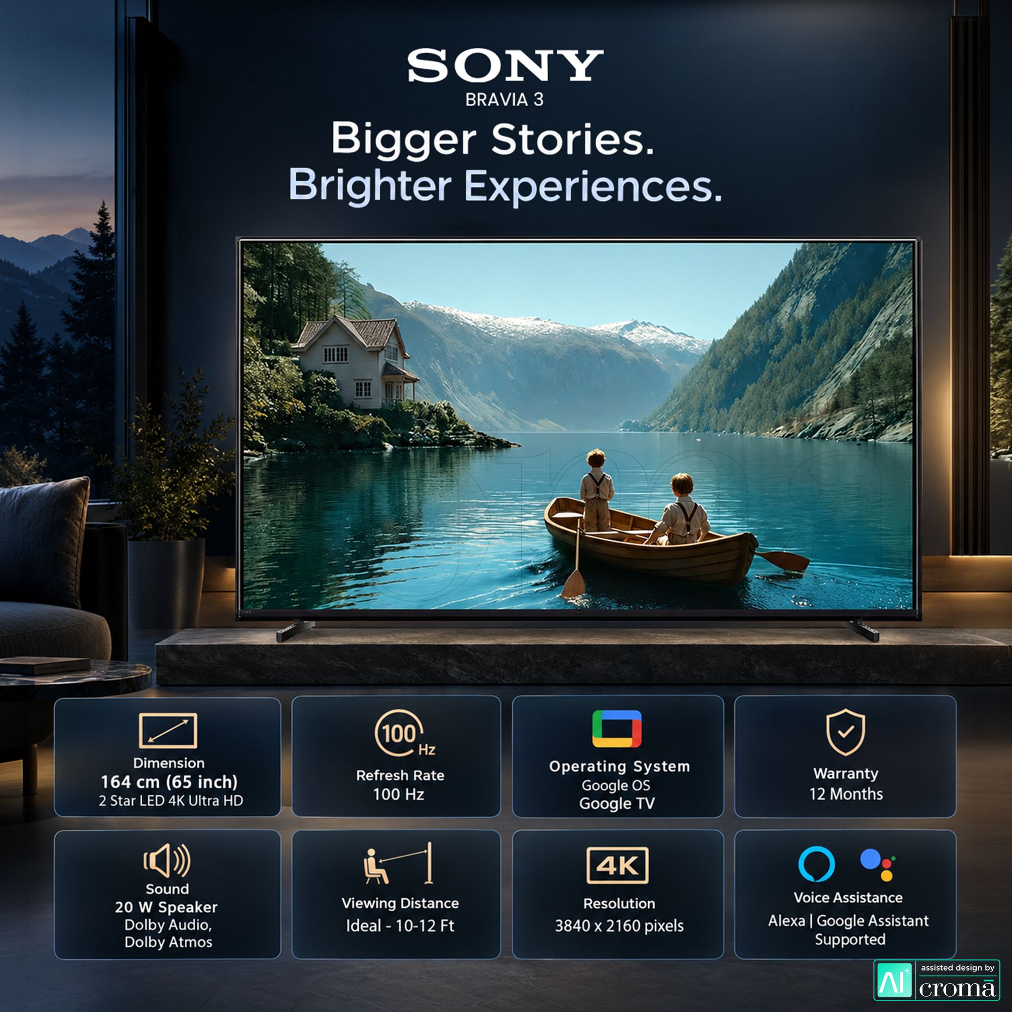 SONY BRAVIA 3 II 164 cm (65 inch) 2 Star LED 4K Ultra HD Smart Google TV with Voice Assistant (2026 model)_3