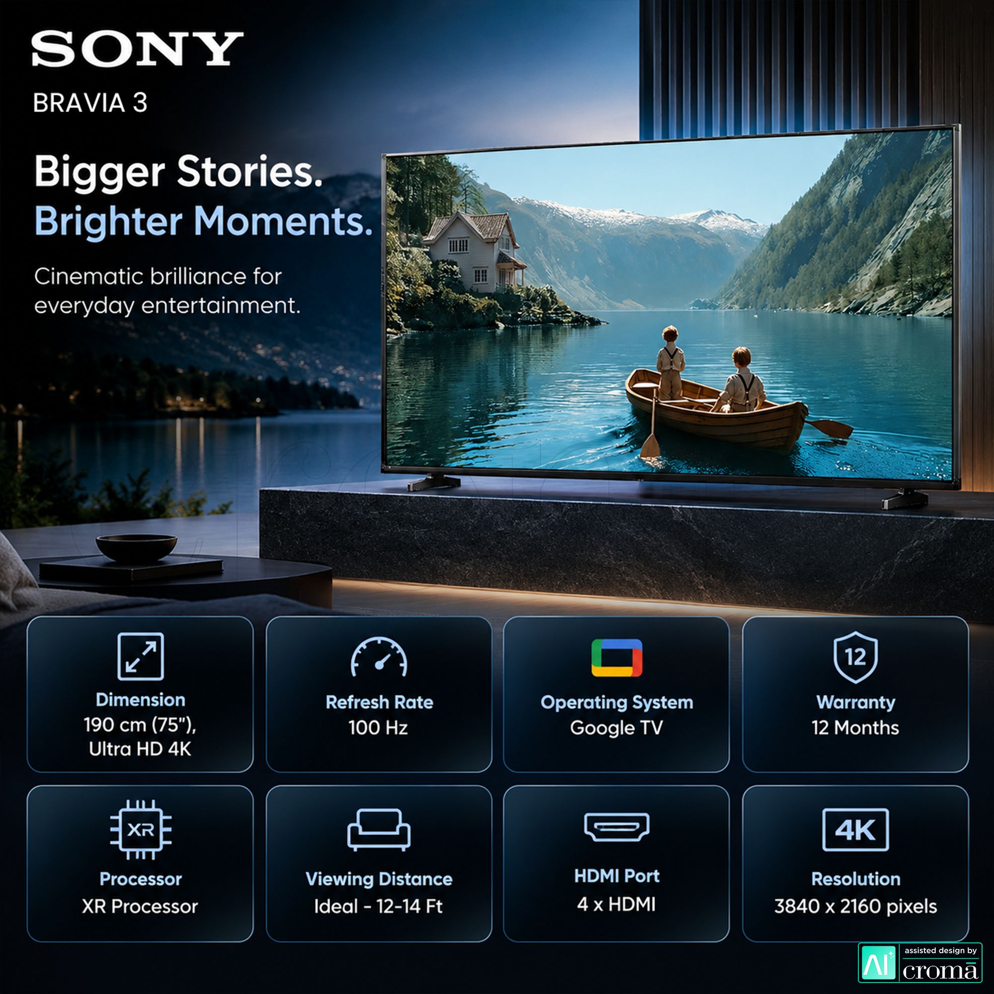 SONY BRAVIA 3 II 190 cm (75 inch) 2 Star LED 4K Ultra HD Smart Google TV with Voice Assistant (2026 model) SONY BRAVIA 3 II 190 cm (75 inch) 2 Star LED 4K Ultra HD Smart Google TV with Voice Assistant (2026 model)_3