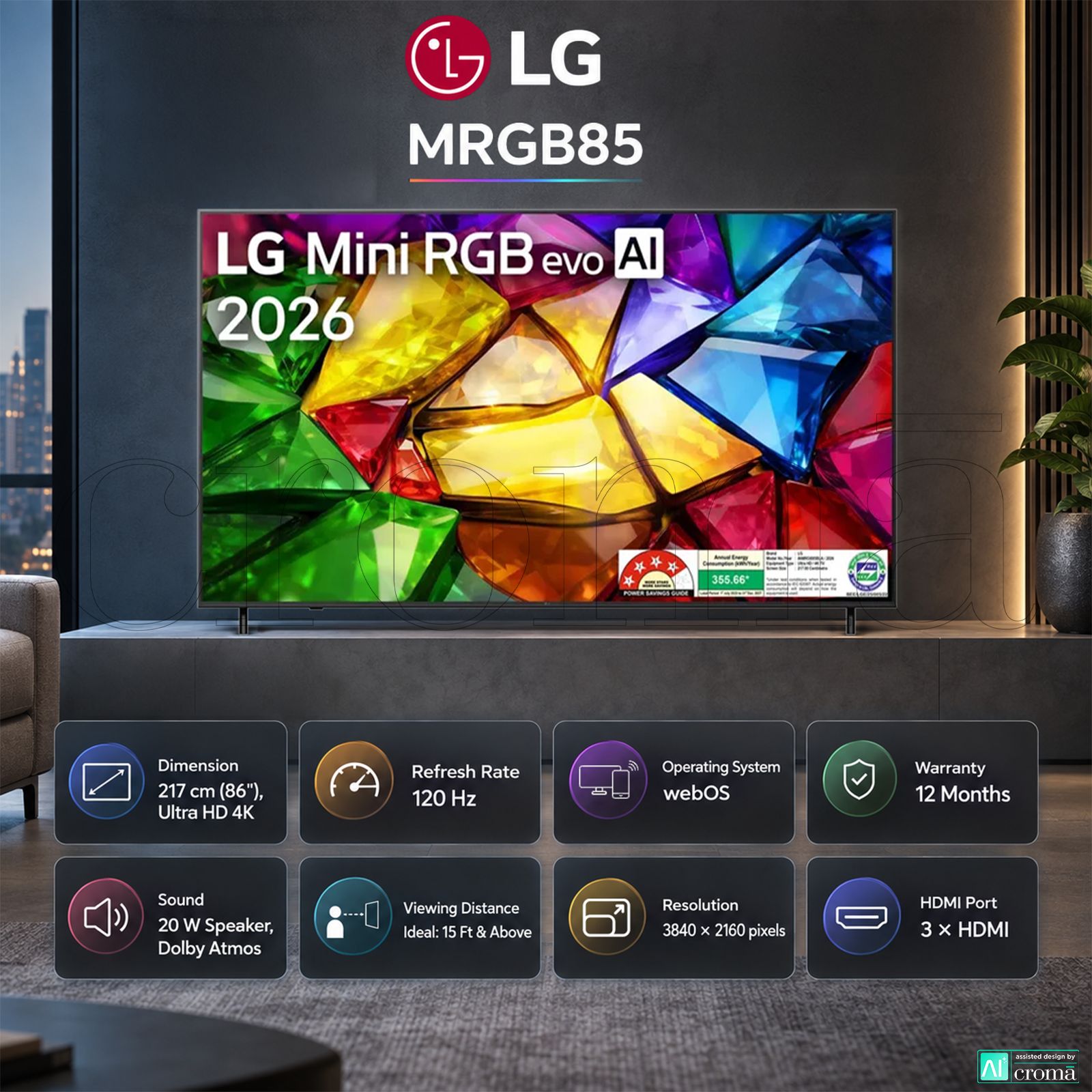 LG MRGB85 217 cm (86 inch) 4 Star Mini RGB 4K Ultra HD Smart webOS 26 TV with AI HDR Remastering (2026 model) LG MRGB85 217 cm (86 inch) 4 Star Mini RGB 4K Ultra HD Smart webOS 26 TV with AI HDR Remastering (2026 model)_3