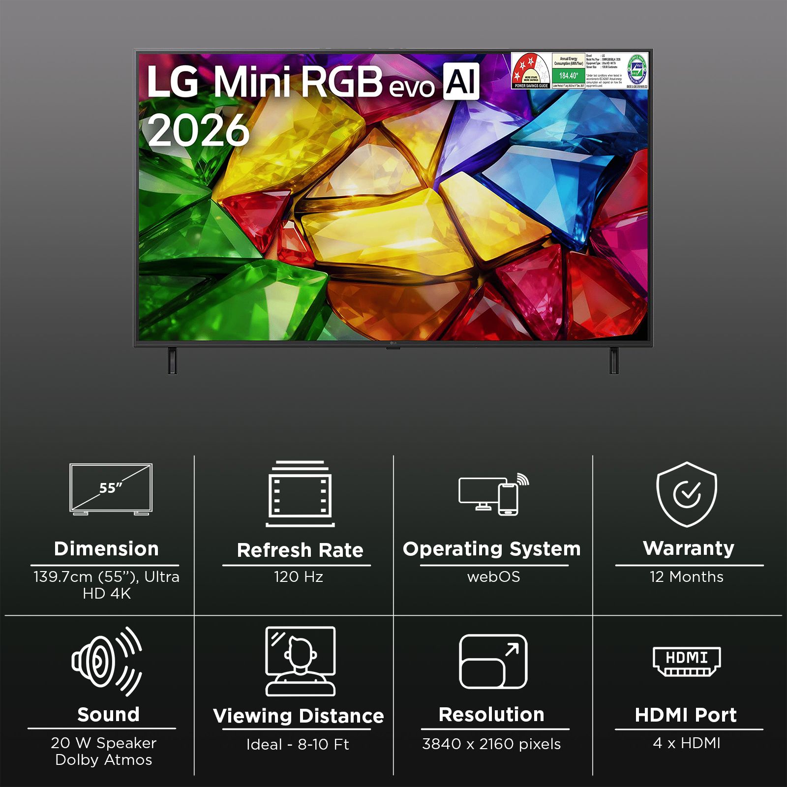 LG MRGB85 139.7 cm (55 inch) 3 Star Mini RGB 4K Ultra HD Smart WebOS TV with Intelligent Voice Recognition (2026 model) LG MRGB85 139.7 cm (55 inch) 3 Star Mini RGB 4K Ultra HD Smart WebOS TV with Intelligent Voice Recognition (2026 model)_3