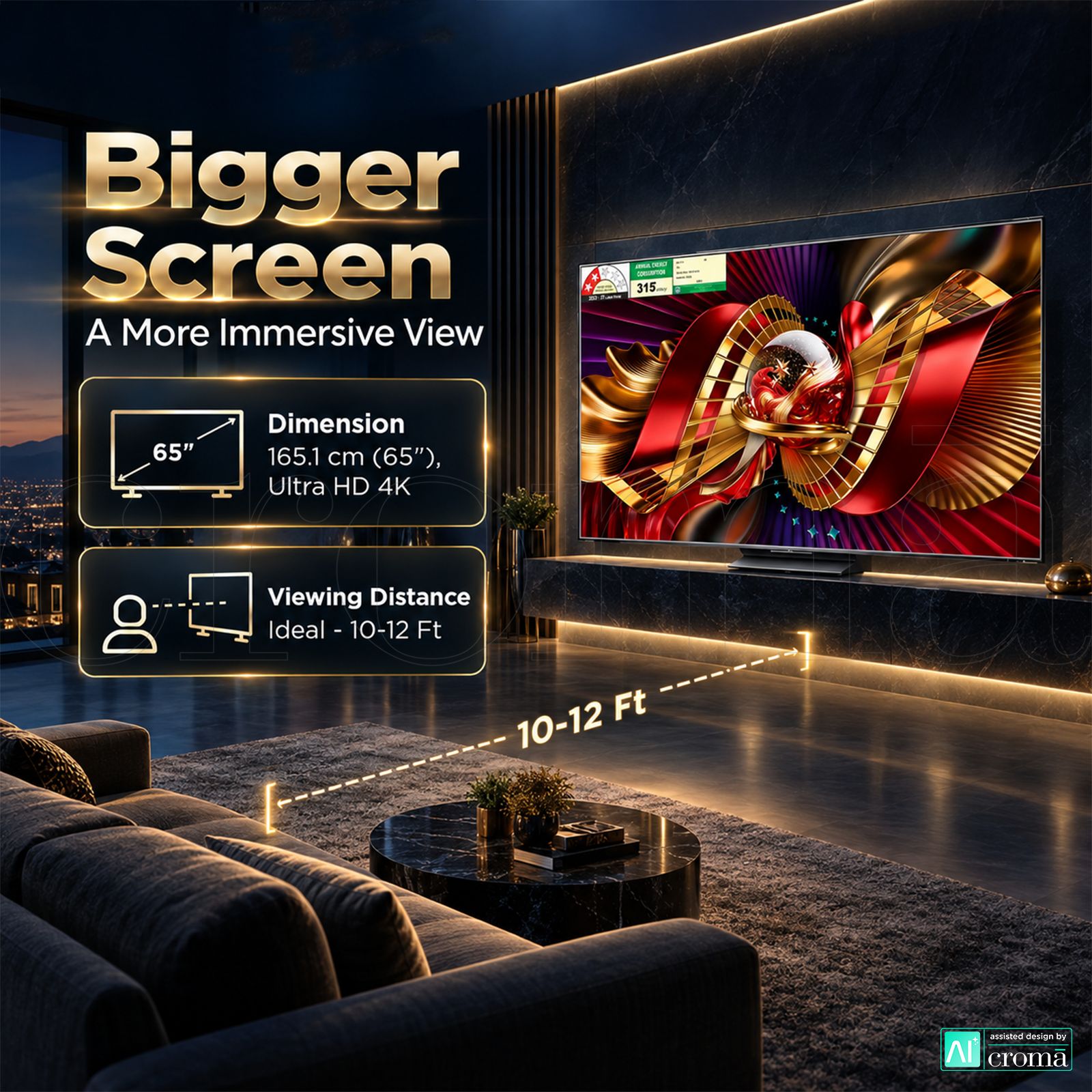 TCL C series 165.1 cm (65 inch) 2 Star SQD-Mini LED 4K Super Ultra HD Smart Google TV with Google Voice Assistant (2026 Model)_6