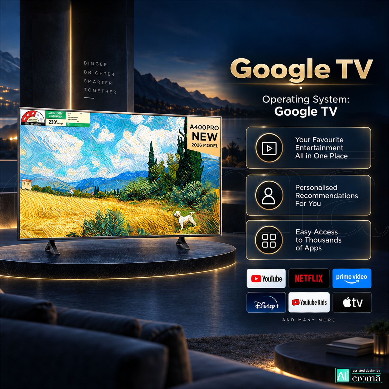 TCL A series 165.1 cm (65 inch) 3 Star QD-Mini LED 4K Super Ultra HD Smart Google TV with Google Voice Assistant (2026 Model) TCL A series 165.1 cm (65 inch) 3 Star QD-Mini LED 4K Super Ultra HD Smart Google TV with Google Voice Assistant (2026 Model)_4