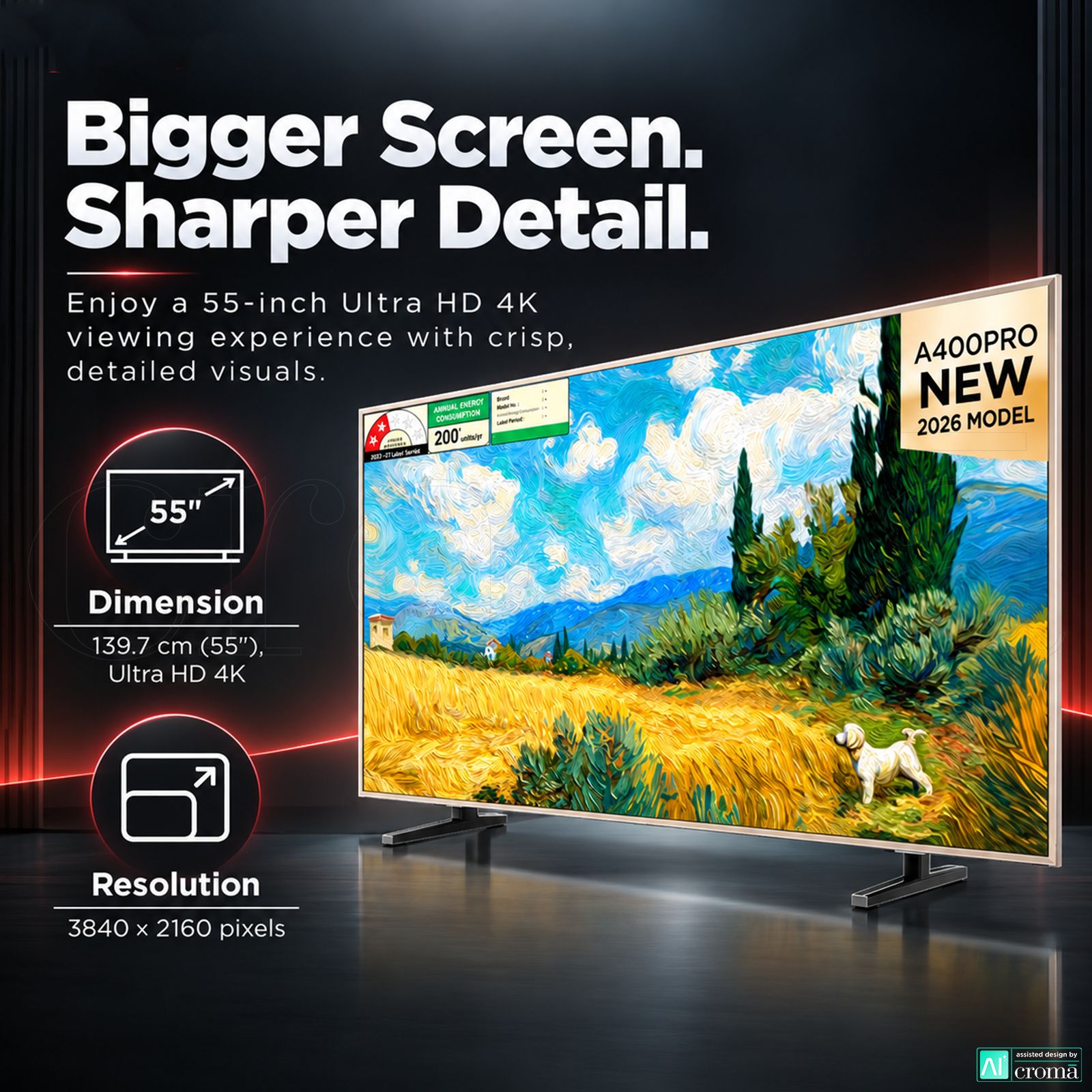 TCL A series 139.7 cm (55 inch) 2 Star QD-Mini LED 4K Super Ultra HD Smart Google TV with Google Voice Assistant (2026 Model) TCL A series 139.7 cm (55 inch) 2 Star QD-Mini LED 4K Super Ultra HD Smart Google TV with Google Voice Assistant (2026 Model)_6