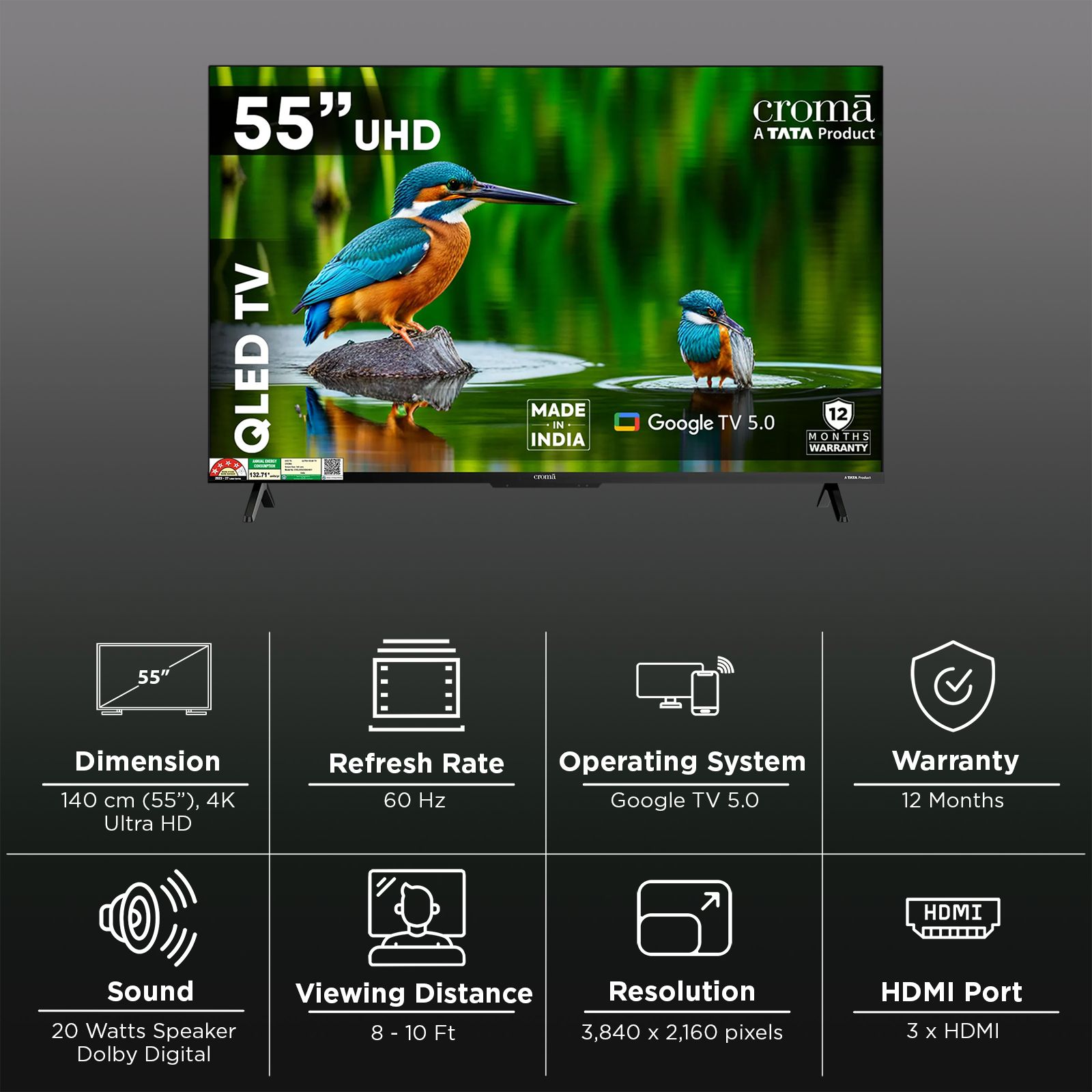 Croma 140 cm (55 inch) 4 Star QLED 4K Ultra HD Smart Google TV 5.0 with Flicker Free Technology (2026 model) Croma 140 cm (55 inch) 4 Star QLED 4K Ultra HD Smart Google TV 5.0 with Flicker Free Technology (2026 model)_3