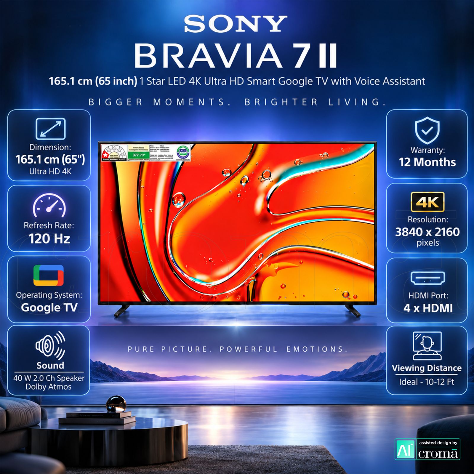 SONY BRAVIA 7II 165.1 cm (65 inch) 1 Star LED 4K Ultra HD Smart Google TV with Voice Assistant (2026 model) SONY BRAVIA 7II 165.1 cm (65 inch) 1 Star LED 4K Ultra HD Smart Google TV with Voice Assistant (2026 model)_3