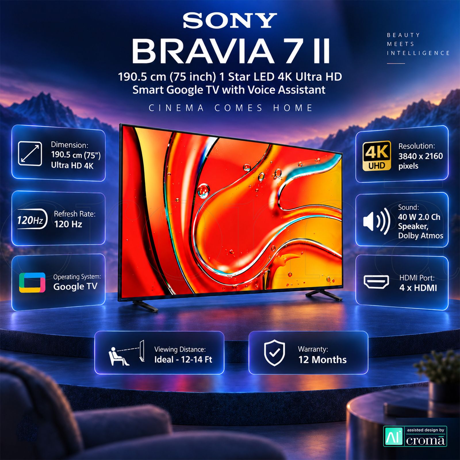 SONY BRAVIA 7II 190.5 cm (75 inch) 1 Star LED 4K Ultra HD Smart Google TV with Voice Assistant (2026 model) SONY BRAVIA 7II 190.5 cm (75 inch) 1 Star LED 4K Ultra HD Smart Google TV with Voice Assistant (2026 model)_3