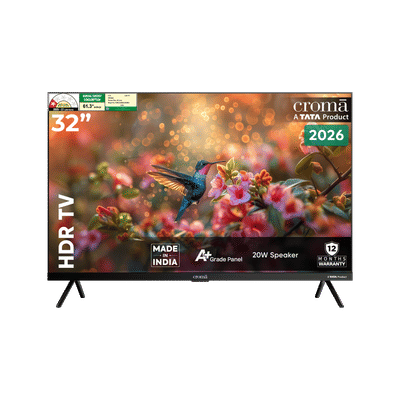 Croma 80 cm (32 inch) 1 Star HD Ready LED TV with Bezel Less Display (2026 model)