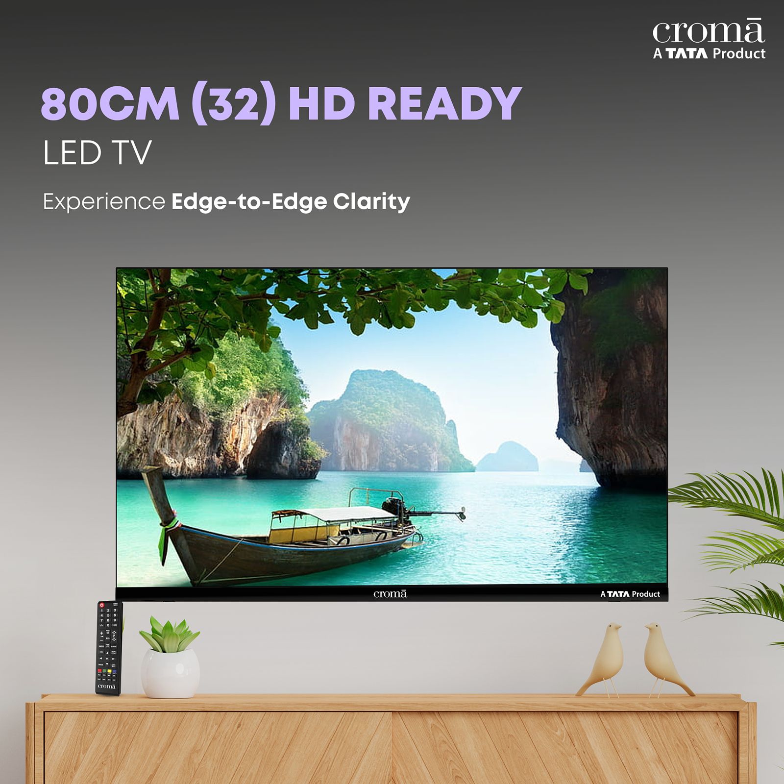 Croma 80 cm (32 inch) 1 Star HD Ready LED TV with Bezel Less Display (2026 model)_3