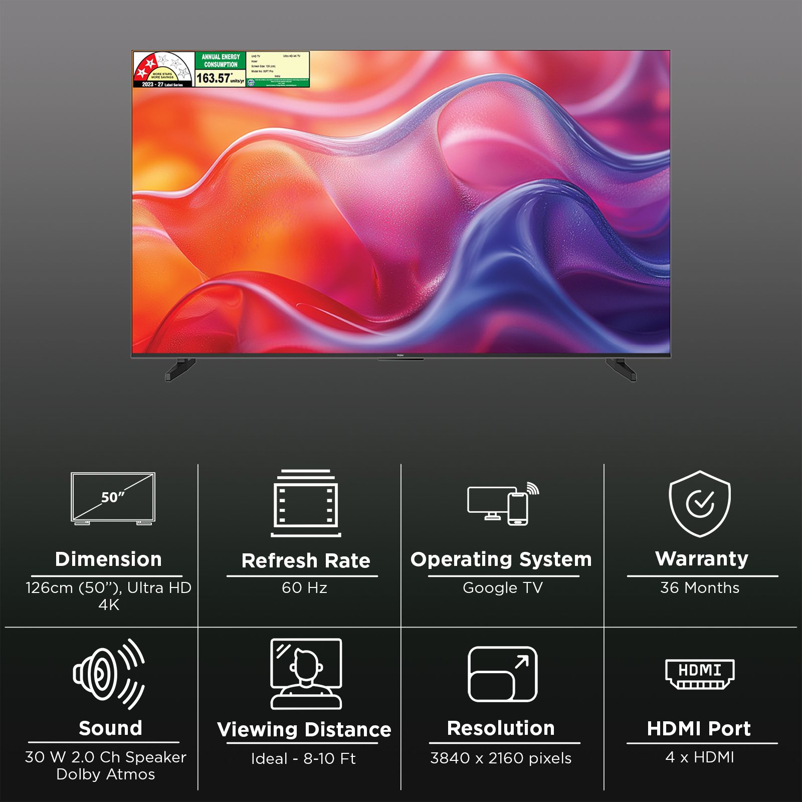 Haier P7 PRO 126 cm (50 inch) 2 Star QLED 4K Ultra HD Smart Google TV with AI Picure Quality (2026 model) Haier P7 PRO 126 cm (50 inch) 2 Star QLED 4K Ultra HD Smart Google TV with AI Picure Quality (2026 model)_3
