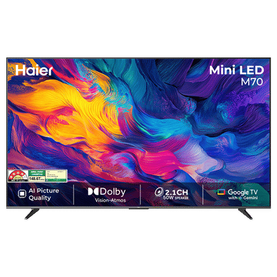 Haier UH 139.7 cm (55 inch) 4 Star Mini LED 4K Ultra HD Smart Google TV with Google Voice Assistant (2026 model)
