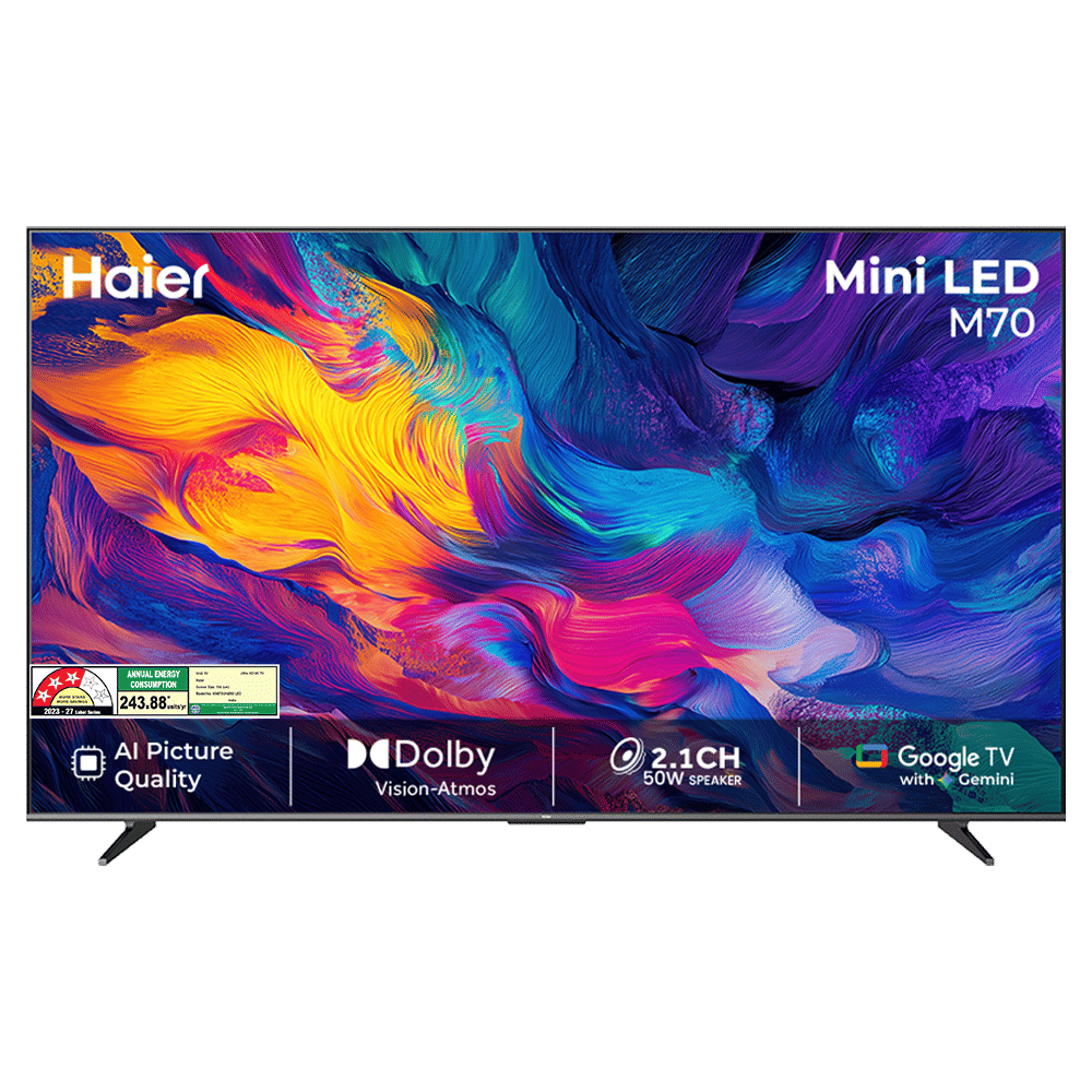 Haier UH 165.1 cm (65 inch) 3 Star Mini LED 4K Ultra HD Smart Google TV with Google Voice Assistant (2026 model) Haier UH 165.1 cm (65 inch) 3 Star Mini LED 4K Ultra HD Smart Google TV with Google Voice Assistant (2026 model)_1