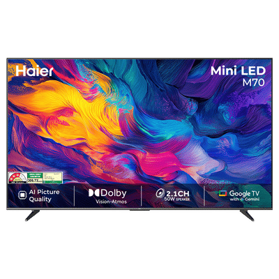 Haier UH 190.5 cm (75 inch) 3 Star Mini LED 4K Ultra HD Smart Google TV with Google Voice Assistant (2026 model)