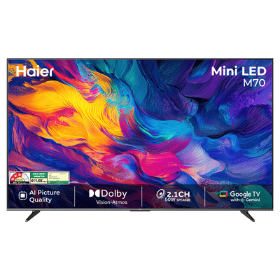 Haier UH 215.9 cm (85 inch) 3 Star Mini LED 4K Ultra HD Smart Google TV with Google Voice Assistant (2026 model)