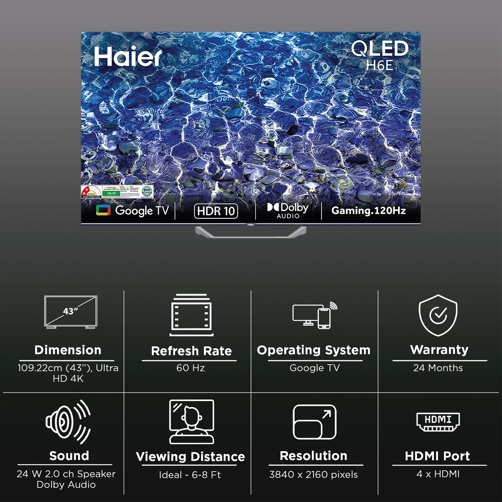 Haier S80F 109.22 cm (43 inch) 2 Star 4K Ultra HD QLED Smart Google TV with Google Voice Assistant (2025 model)_3