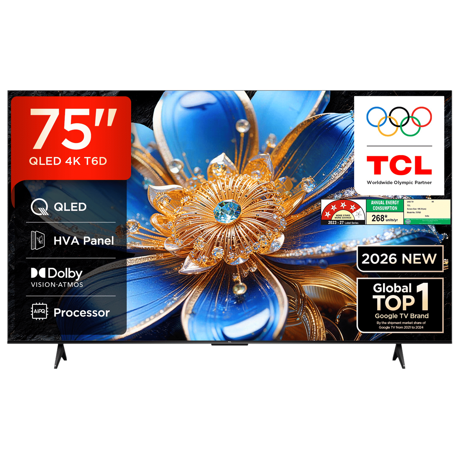 TCL T series 190.5 cm (75 inch) 4 Star QLED 4K Super Ultra HD Smart Google TV with Google Voice Assistant (2026)_1