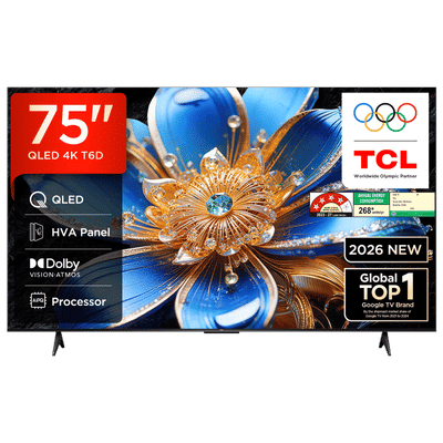 TCL T series 190.5 cm (75 inch) 4 Star QLED 4K Super Ultra HD Smart Google TV with Google Voice Assistant (2026)