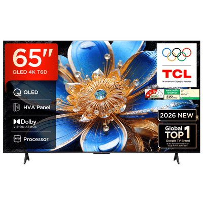 TCL T series 165.1 cm (65 inch) 3 Star QLED 4K Super Ultra HD Smart Google TV with Google Voice Assistant (2026)