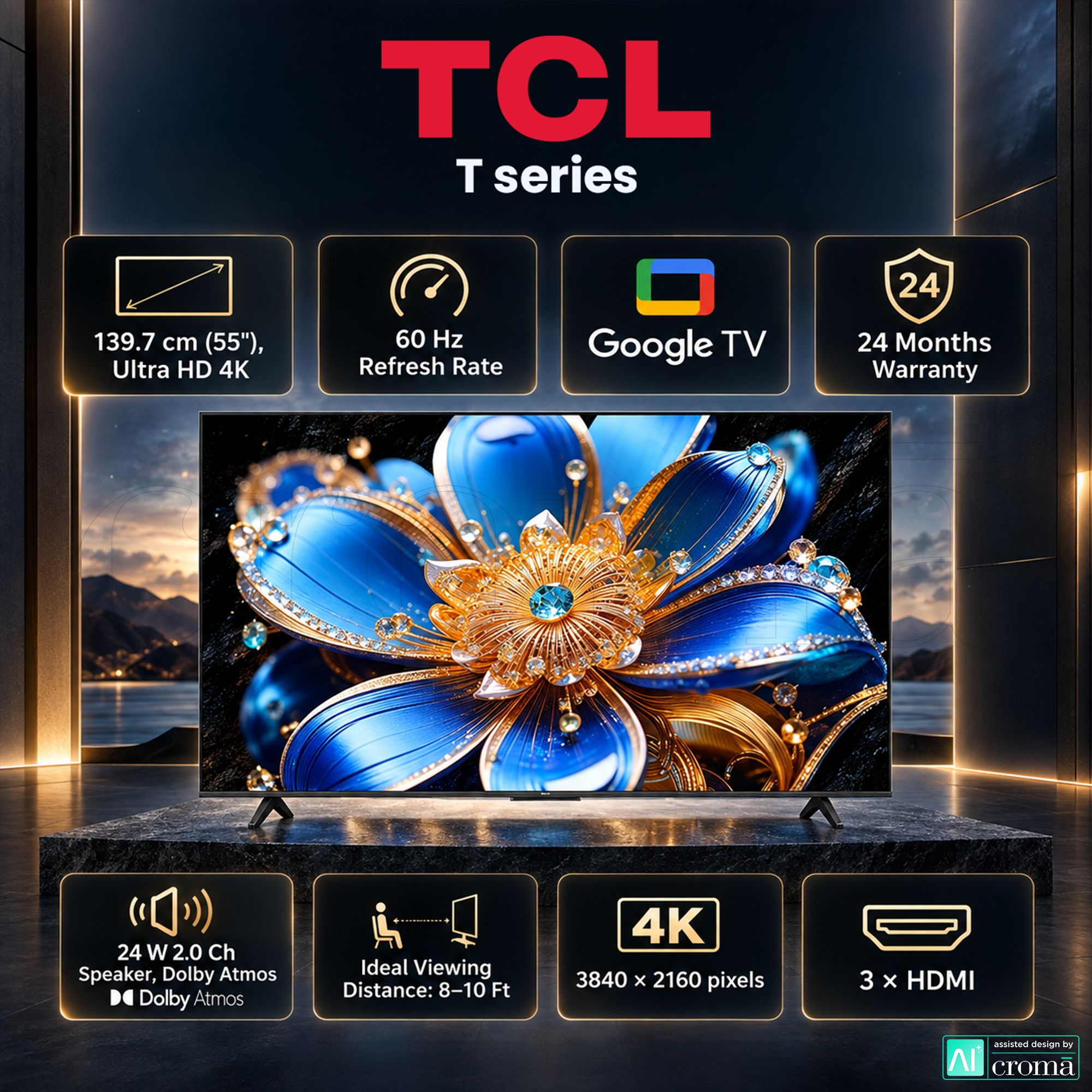 TCL T series 139.7 cm (55 inch) 3 Star QLED 4K Super Ultra HD Smart Google TV with Google Voice Assistant (2026) TCL T series 139.7 cm (55 inch) 3 Star QLED 4K Super Ultra HD Smart Google TV with Google Voice Assistant (2026)_3