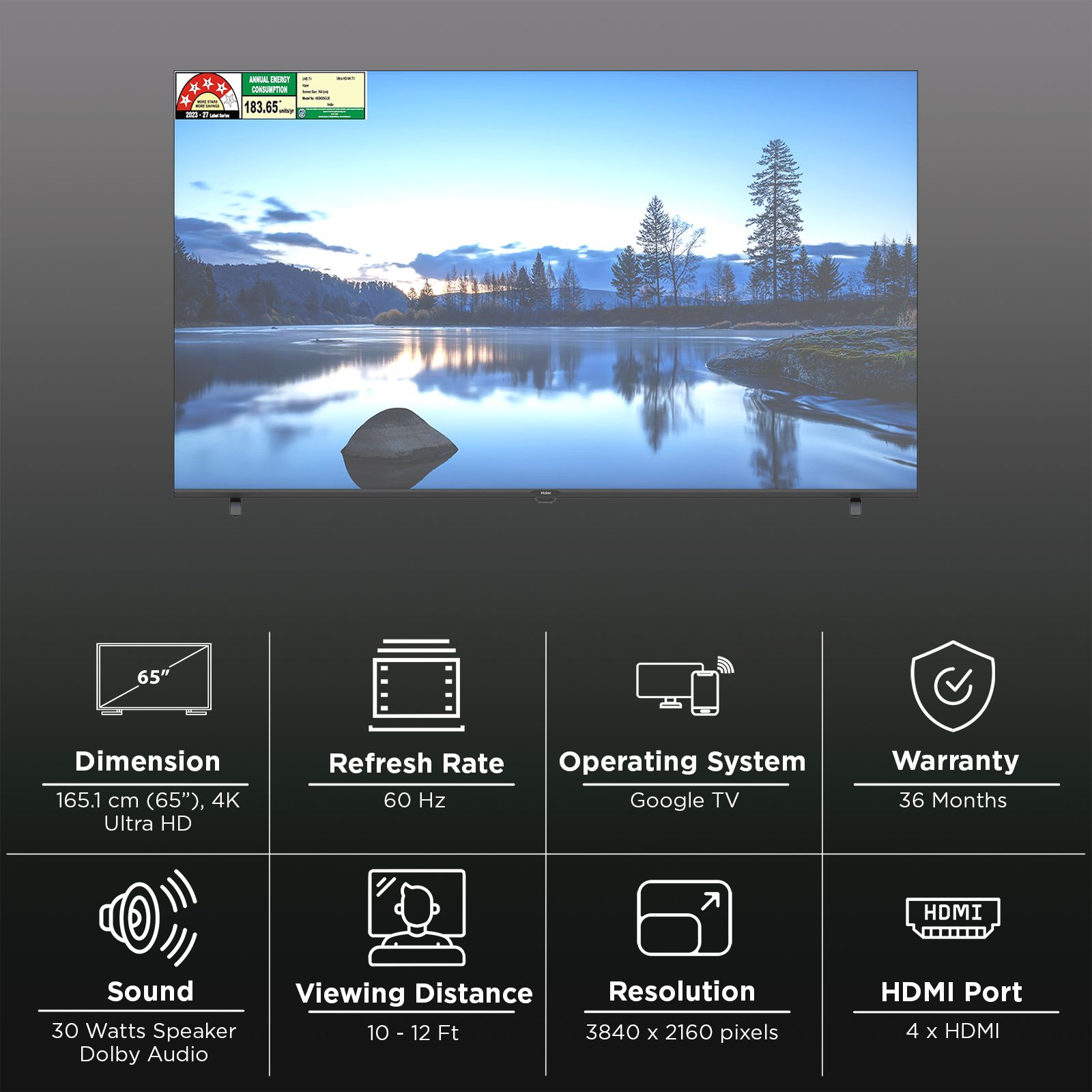 Haier K85GUX 165.1 cm (65 inch) 4 Star QLED 4K Ultra HD Smart Google TV with Google Voice Assistant (2026 model) Haier K85GUX 165.1 cm (65 inch) 4 Star QLED 4K Ultra HD Smart Google TV with Google Voice Assistant (2026 model)_3