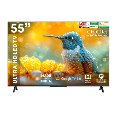 Croma 140 cm (55 inch) 3 Star 4K Ultra HD LED Smart Google TV 5.0 with Dolby Audio (2026 Model)