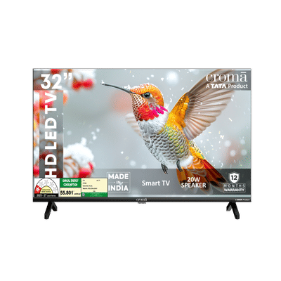 Croma 80 cm (32 inch) 1 Star HD LED Smart Google TV with Miracast Screen Mirroring (2026 model)