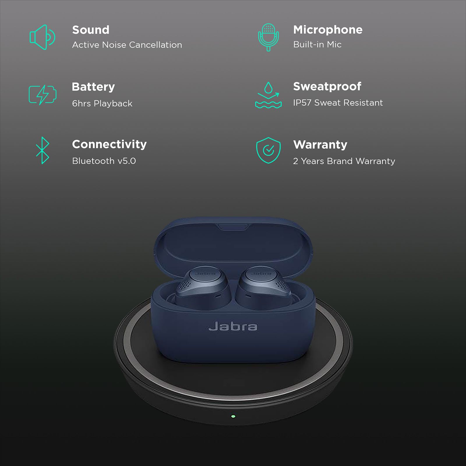 Jabra Elite Active 75t 100-99093000-40 In-Ear Active Noise Cancellation Truly Wireless Earbuds with Mic (Bluetooth 5.0, Voice Assistant Supported, Navy)_2